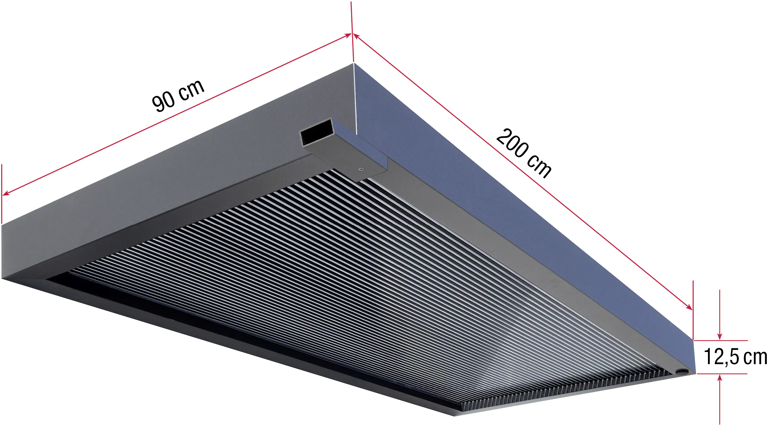 Gutta Vordach Rechteckvordach 200 x 90 x 12,5 cm anthrazit BS 3D-LINE