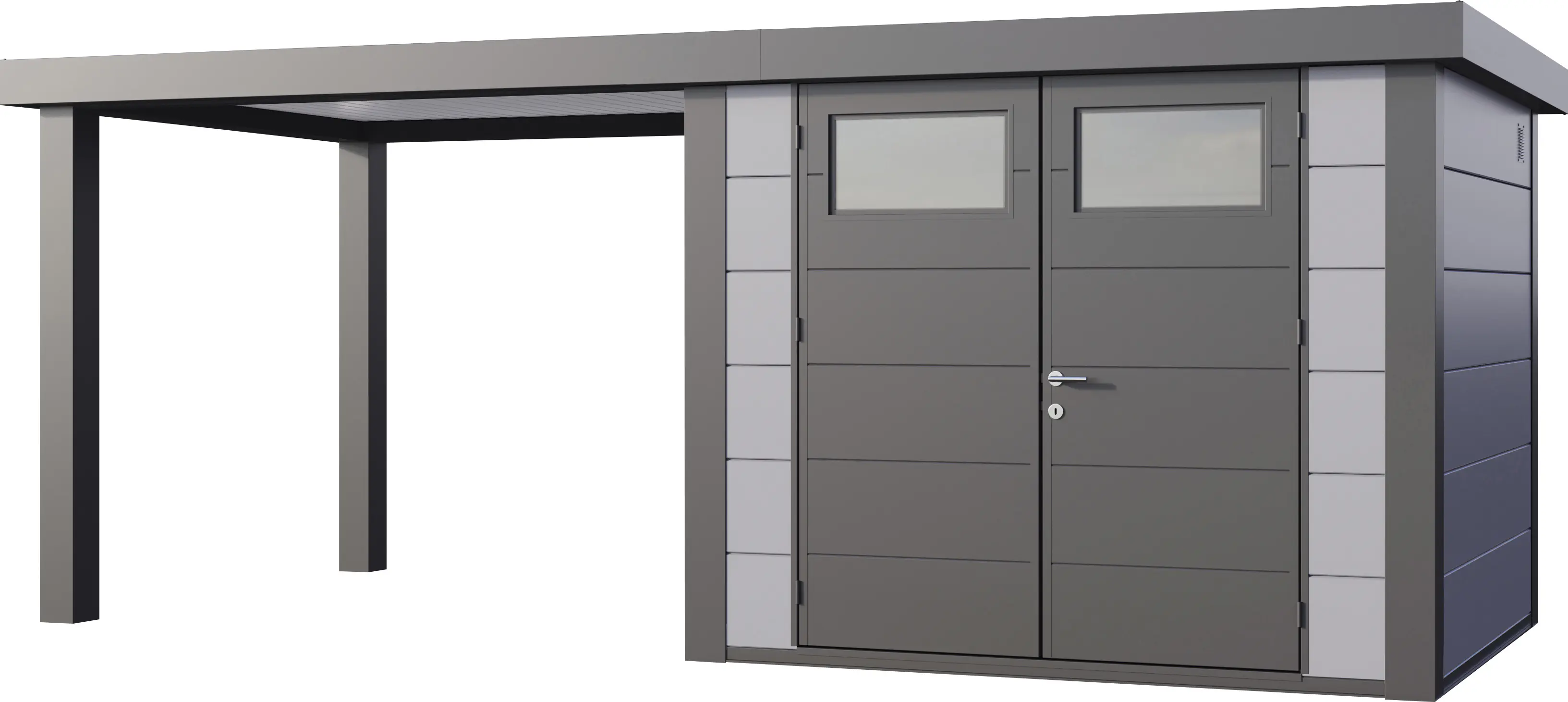 Telluria Gerätehaus Classico Open Lounge L 2724 links lichtgrau 552 x 238 cm