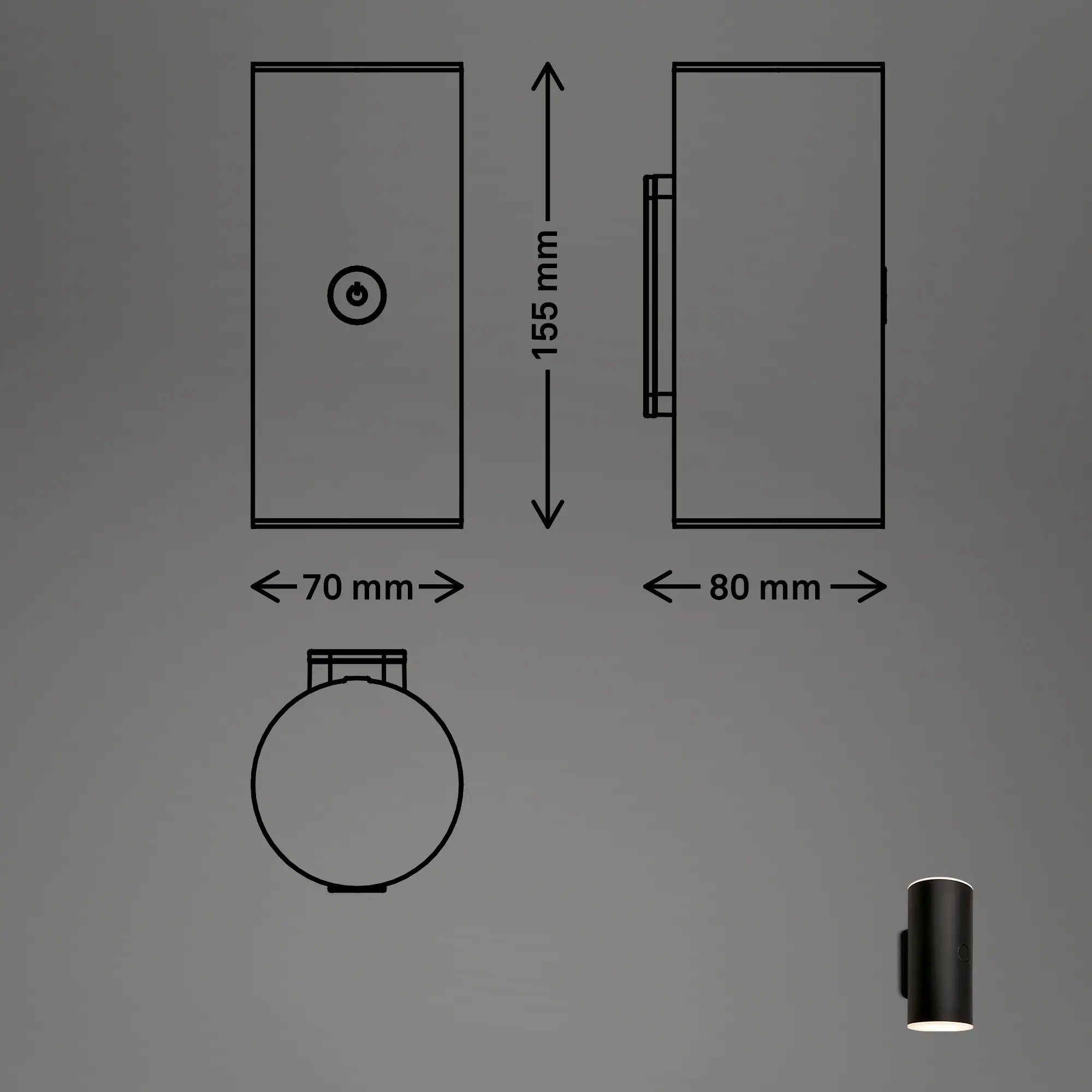 Briloner LED Akku-Außenwandleuchte Lima 6W schwarz dimmbar warmweiß