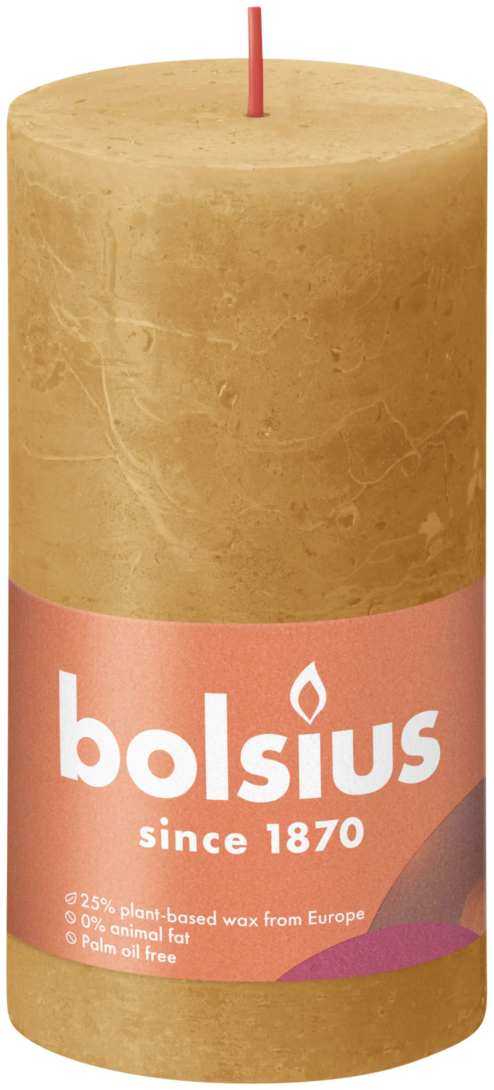 Bolsius Rustik Stumpenkerze honigwabengelb, Höhe: 13 cm, Ø 6,8 cm