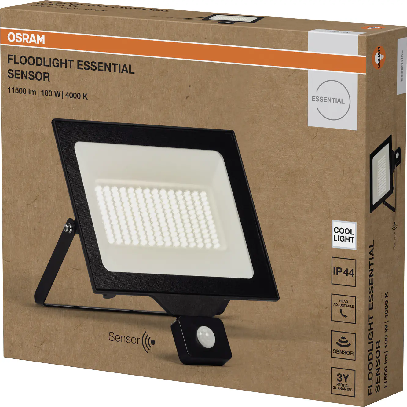 Osram Außenleuchte Floodlight Essential Sensor 100W 4000K schwarz