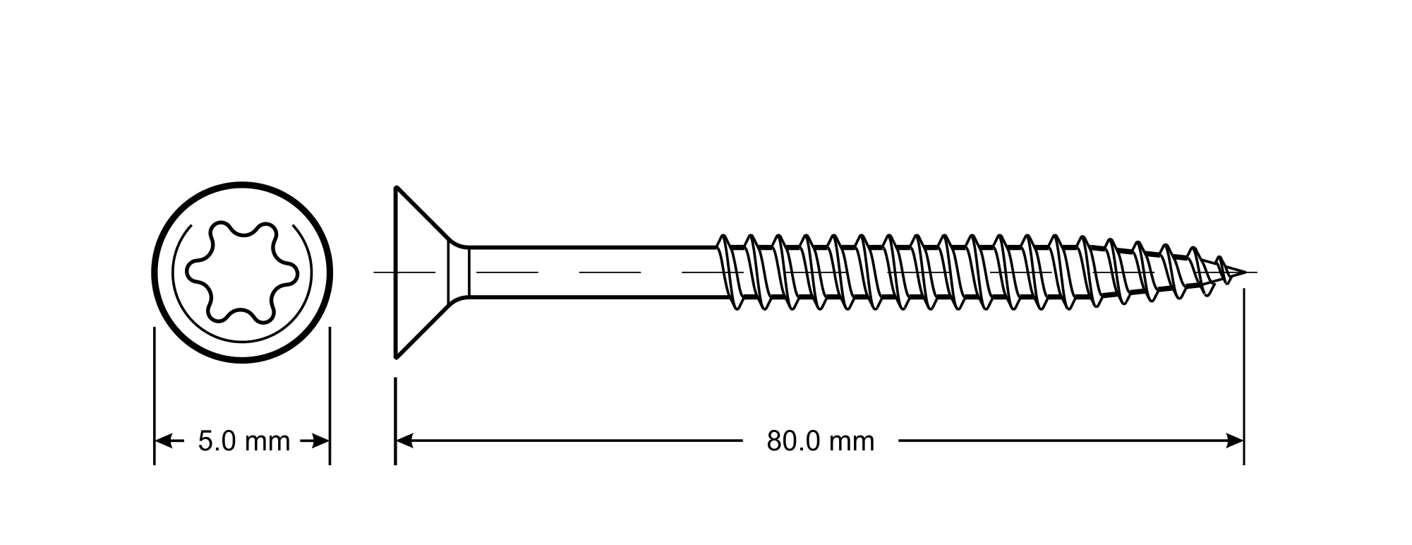 TrendLine Universalschrauben 5.0 x 80 mm TX 25 - ca. 145 Stück