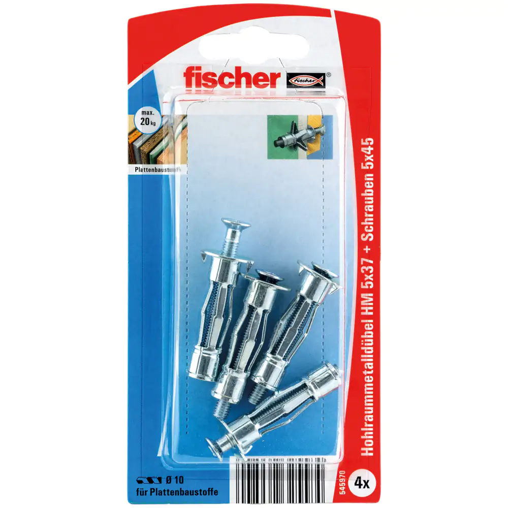 Fischer Hohlraumdübel aus Metall 5.0 x 37 mm - 4 Stück