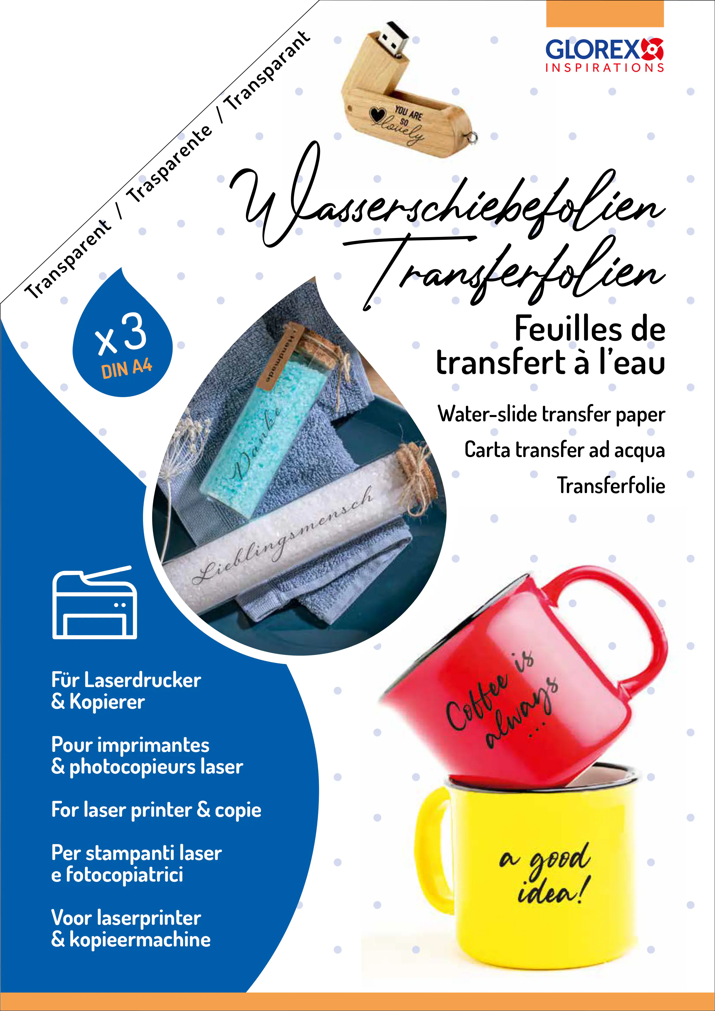 Wasserschiebefolie Transferfolie DIN A4 3 Stück