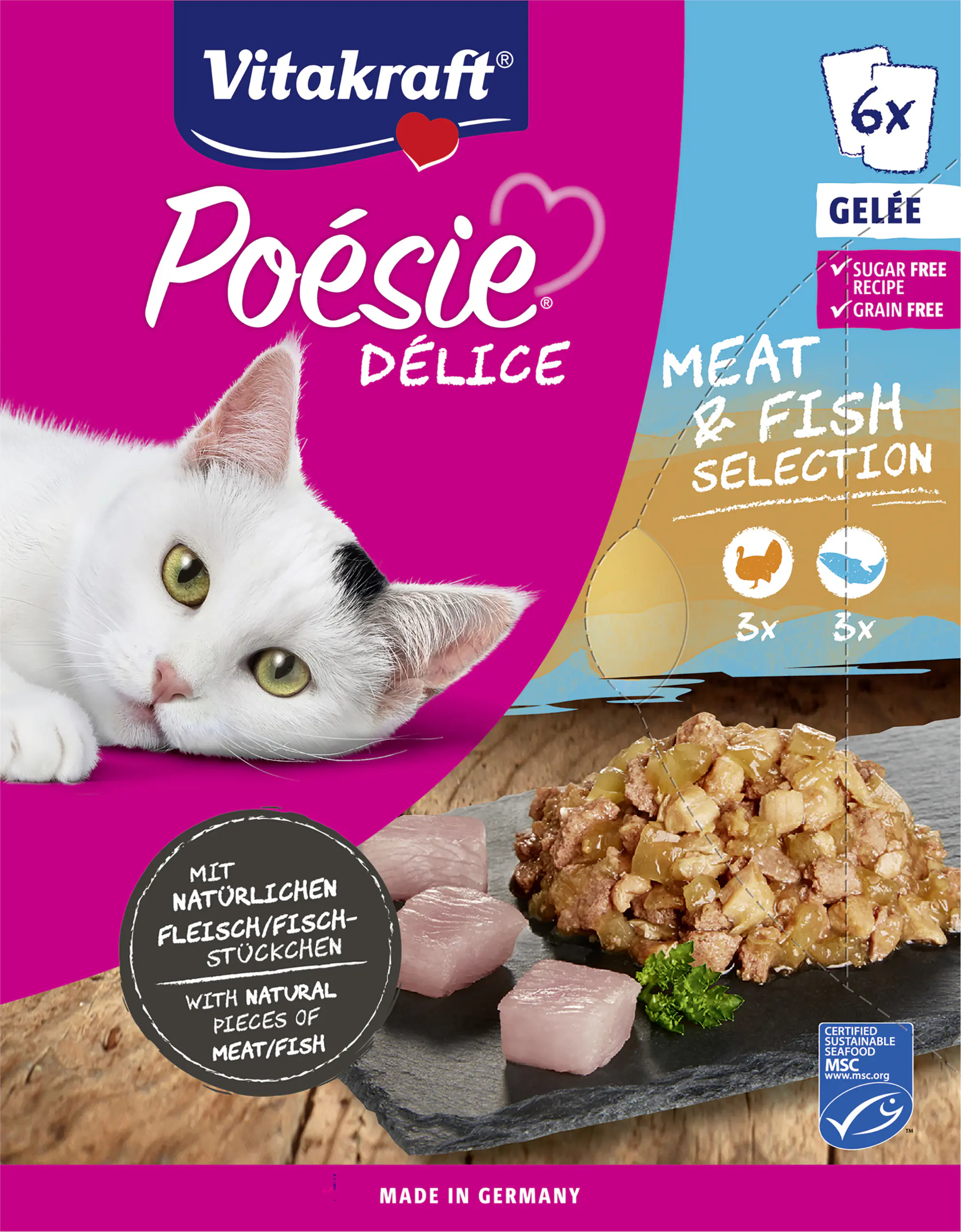 Vitakraft Poésie Katzenfutter Délice Gelée Meat & Fish Selection 6 x 85 g