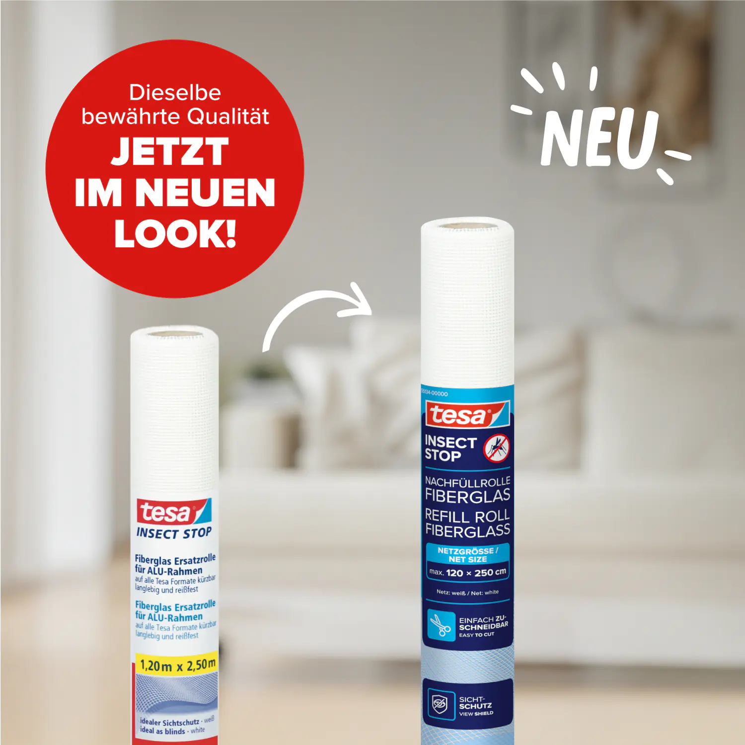 tesa Insektenschutz-Gitter COMFORT Ersatzrolle 120 x 250 cm weiß