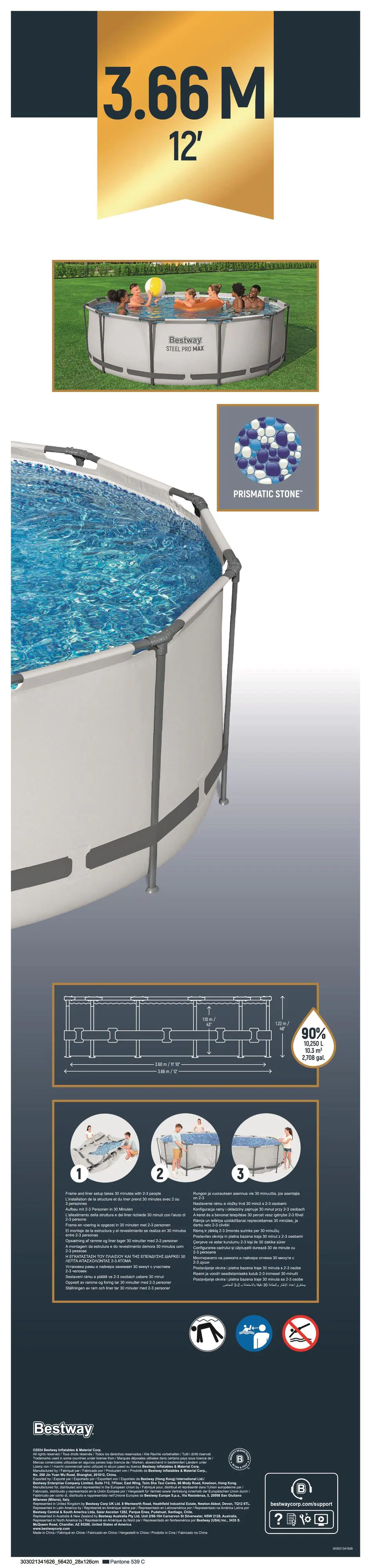 Bestway Steel Pro Max Frame Pool Komplett-Set Ø 366 x 122 cm
