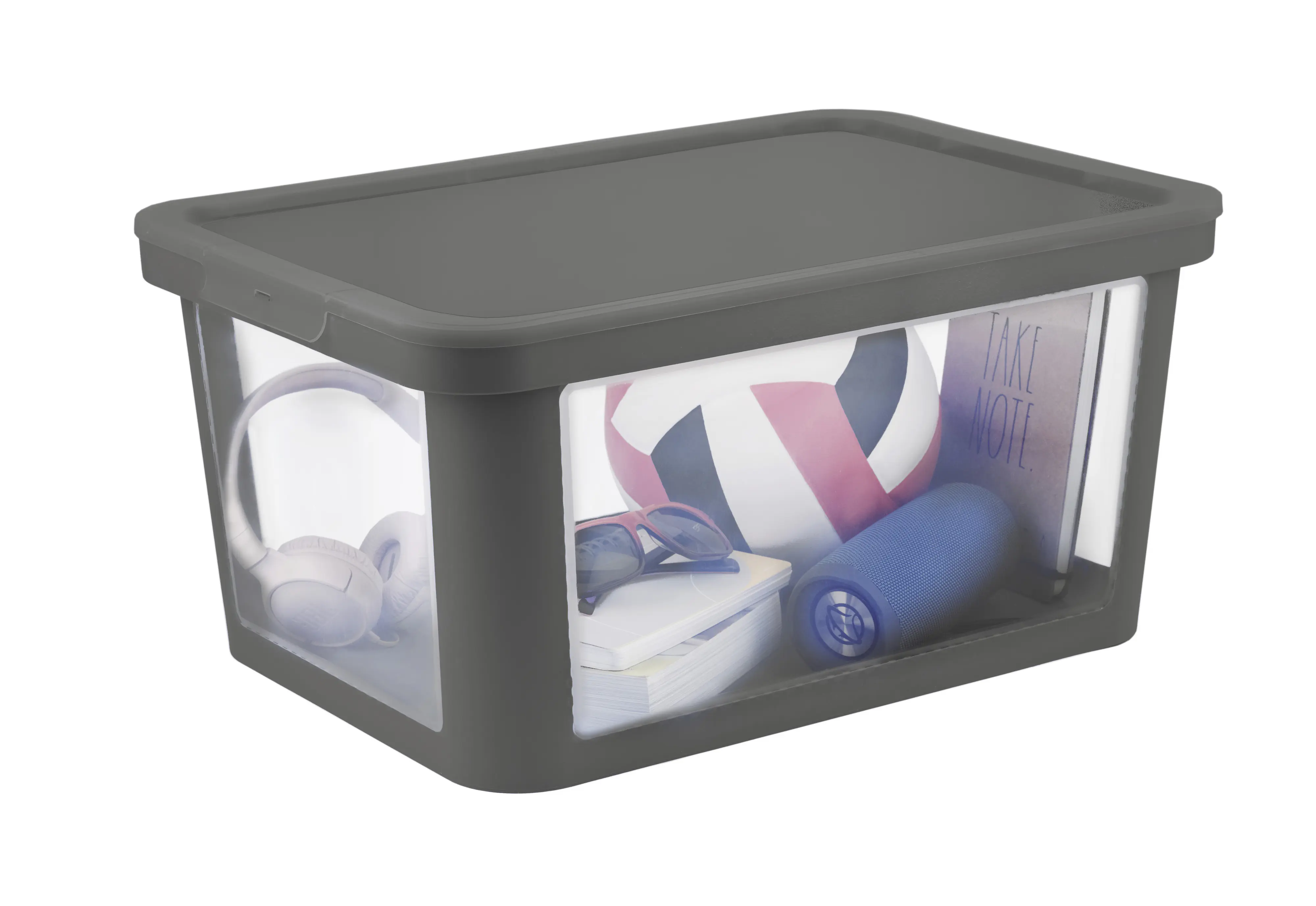 Rotho Aufbewahrungsbox Albris mit Deckel 57 x 39 cm 45 L schwarz 