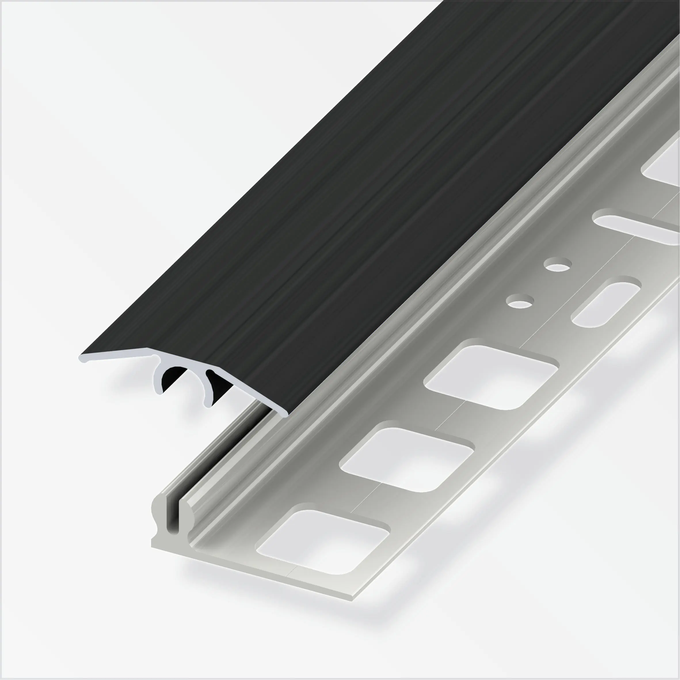 alfer Übergangs-Profil 2 m, 25 x 7 mm Aluminium eloxiert gebürstet schwarz