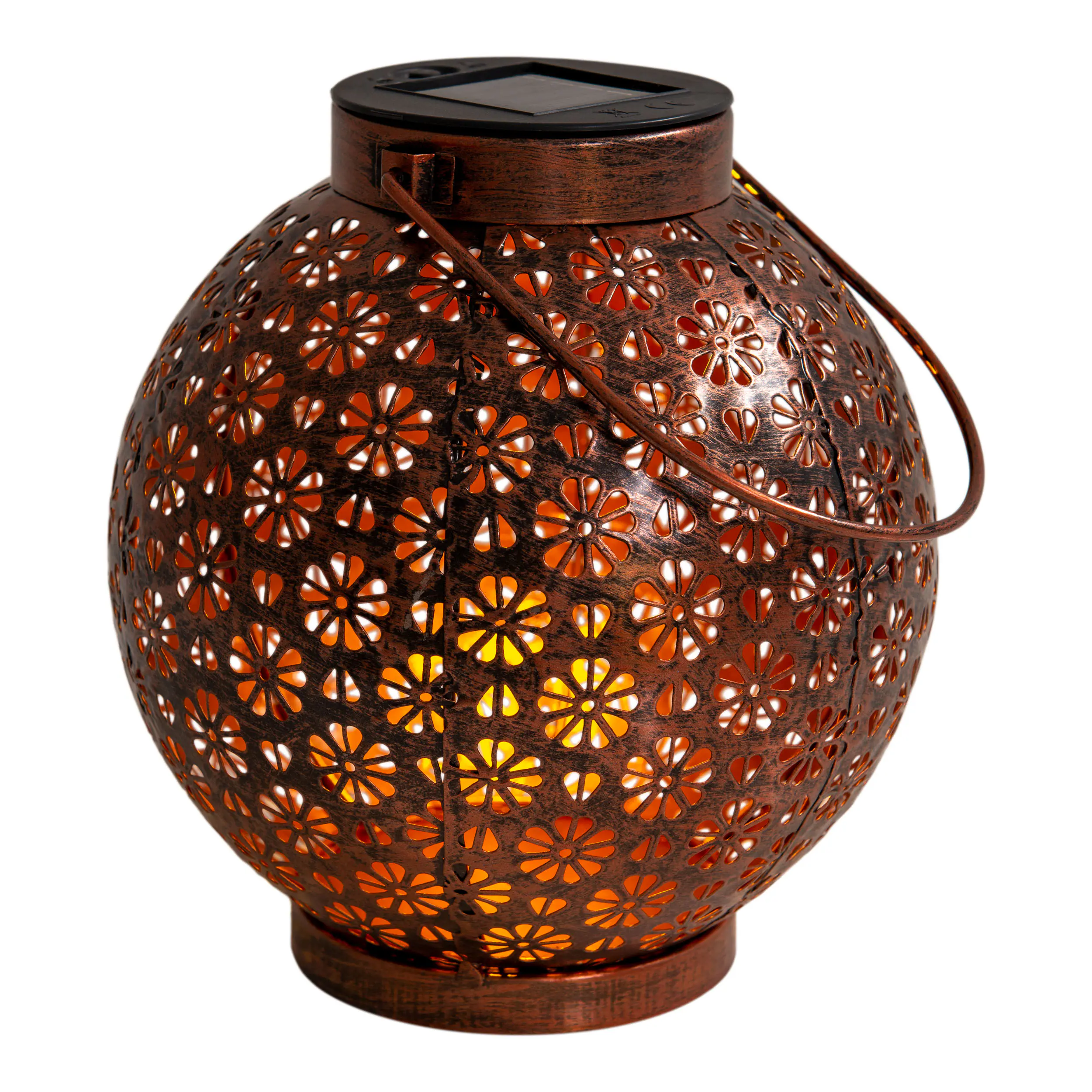 Näve Solar-Gartenleuchte LED mit Dämmerungssensor Blumenmuster 19 cm bronze