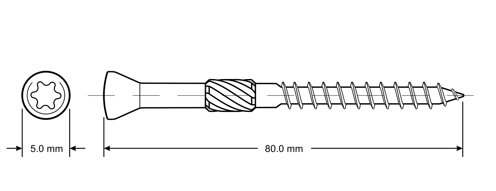 TrendLine Terrassenschrauben 5.0 x 80 mm TX 25 - 300 Stk.