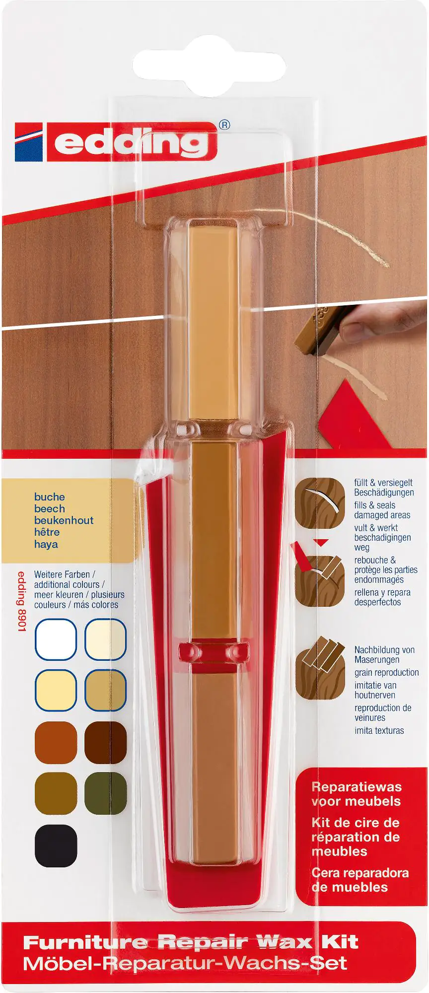 Edding Möbel-Reparaturwachs-Set 8901 buche