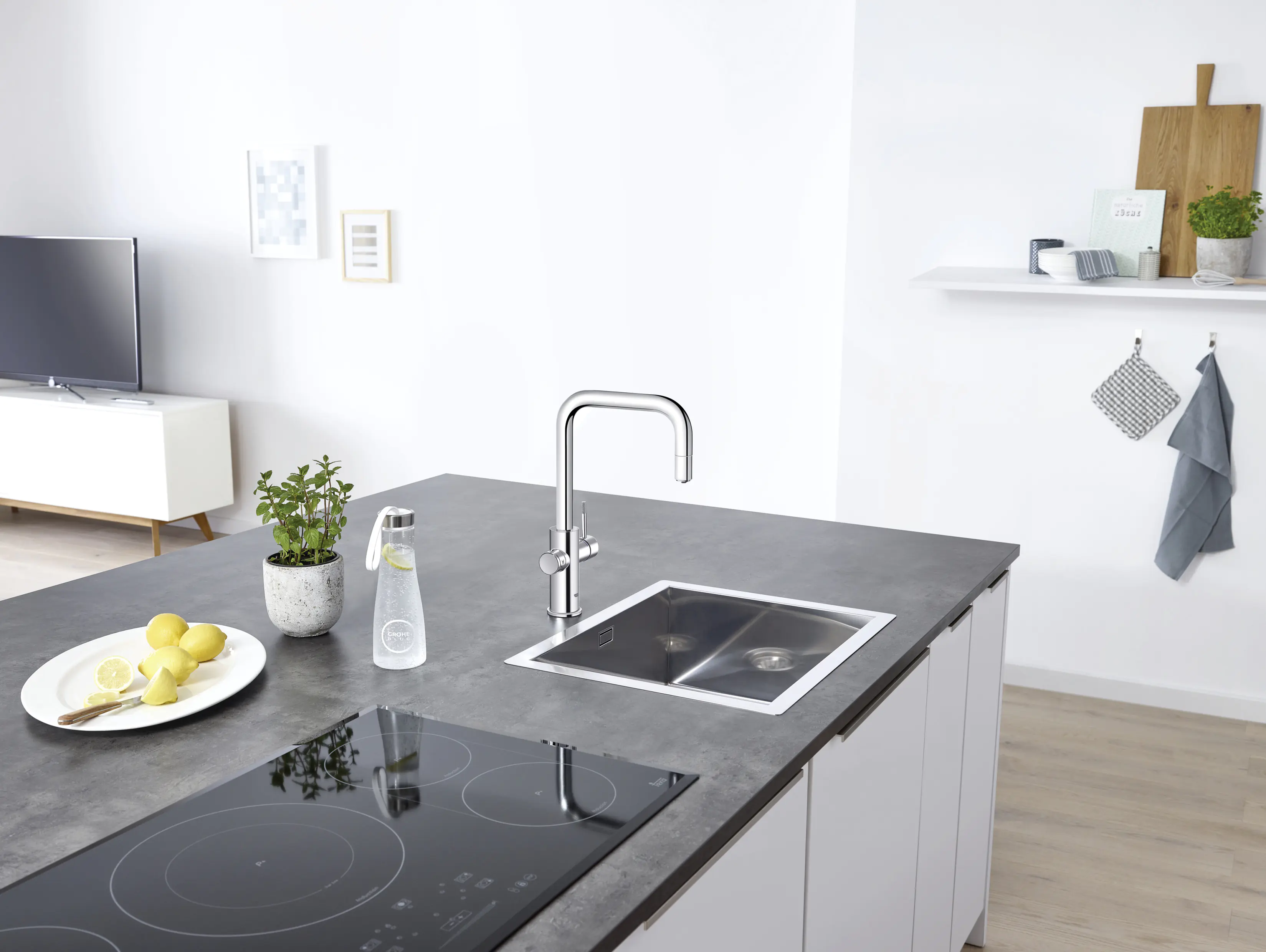 Grohe Blue Home U-Auslauf Starter Kit mit herausziehbarem Mousseurauslauf chrom