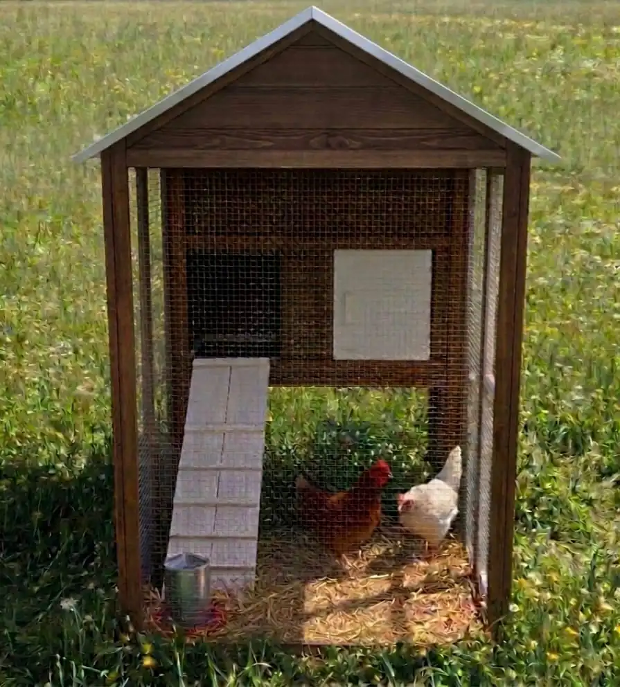 Hühnerhaus Cleo mit 148 x 189 cm Gehege & Legebox braun/anthrazit