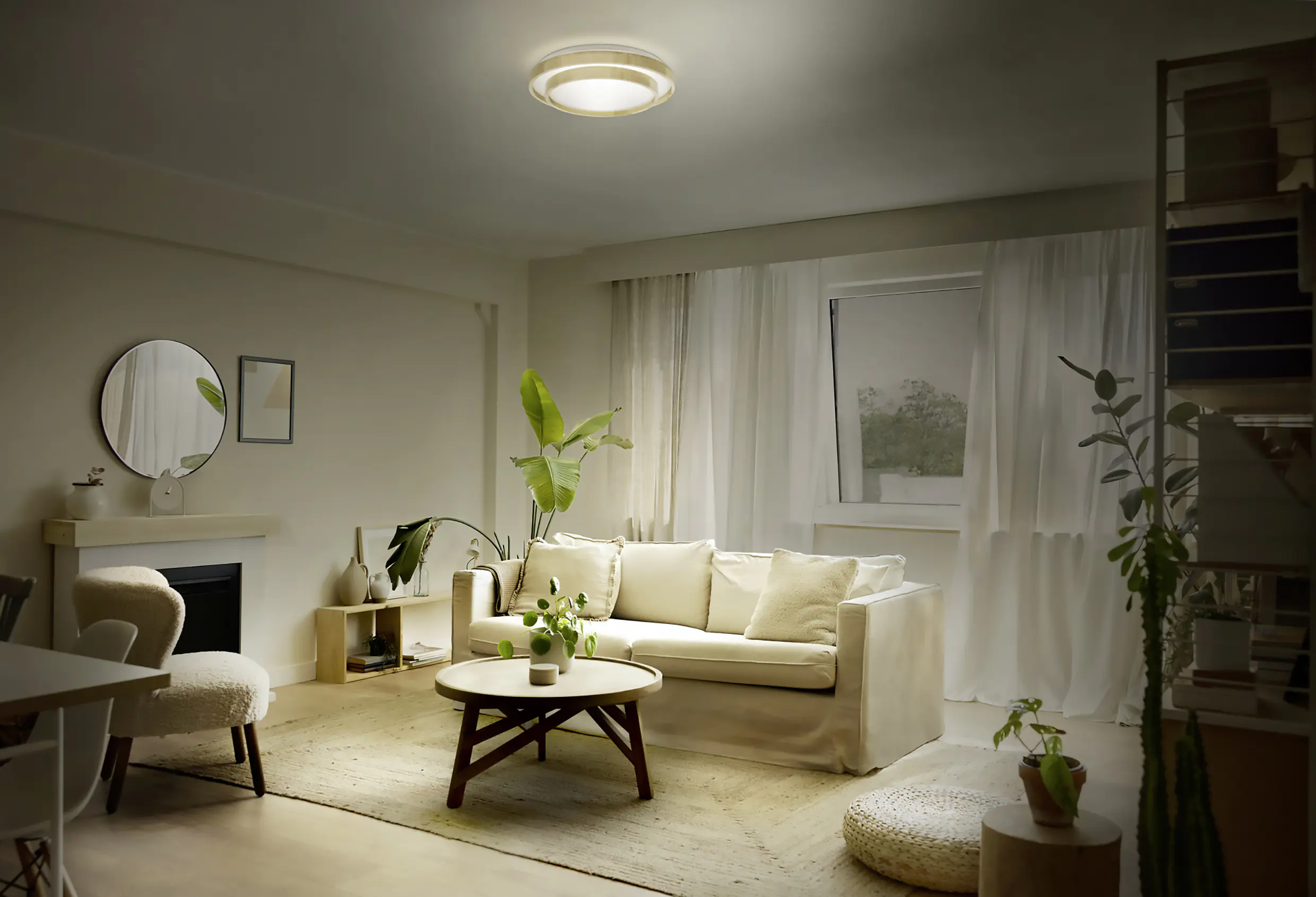 Osram LED-Deckenleuchte Orbis Razon Wood Ø 50 cm 36 W Holzdekor dimmbar