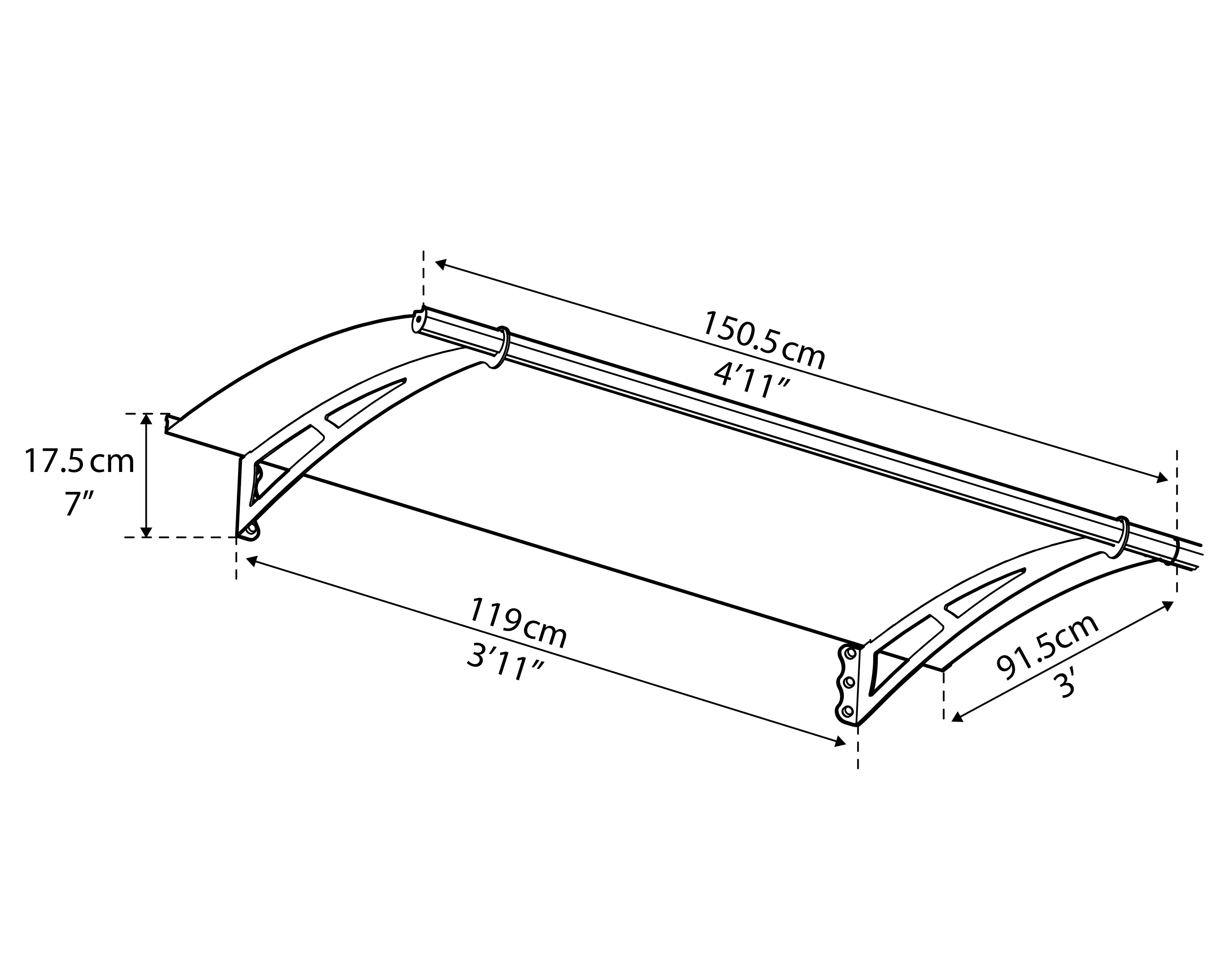 Canopia Vordach Aquila 1500 Hellgrau Alu 151 x 92 cm
