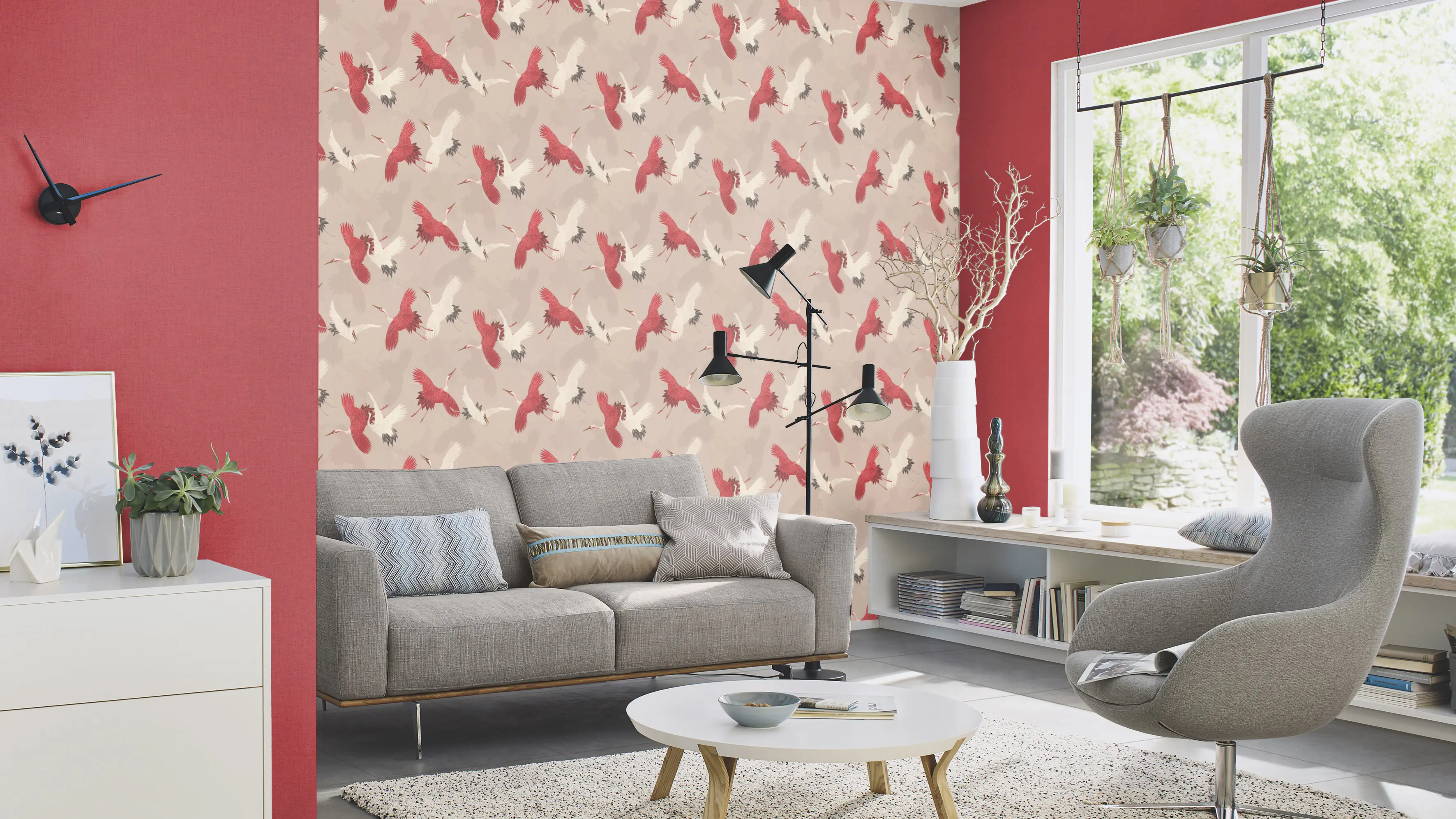 Rasch Vliestapete 560190 Barbara Home III, Textilstruktur rot, 10,05 x 0,53 m