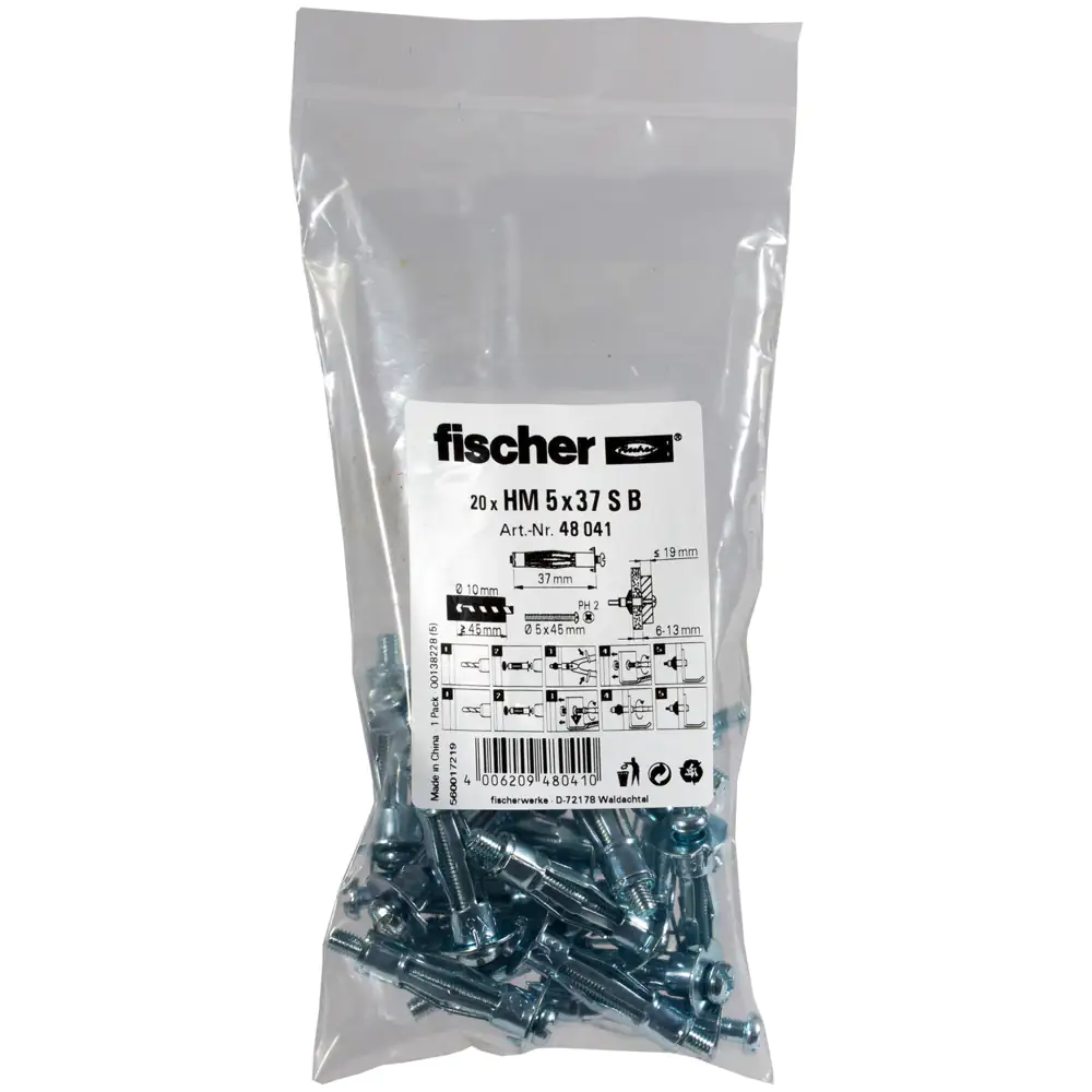 Fischer Hohlraumdübel aus Metall 5.0 x 37 mm - 20 Stück