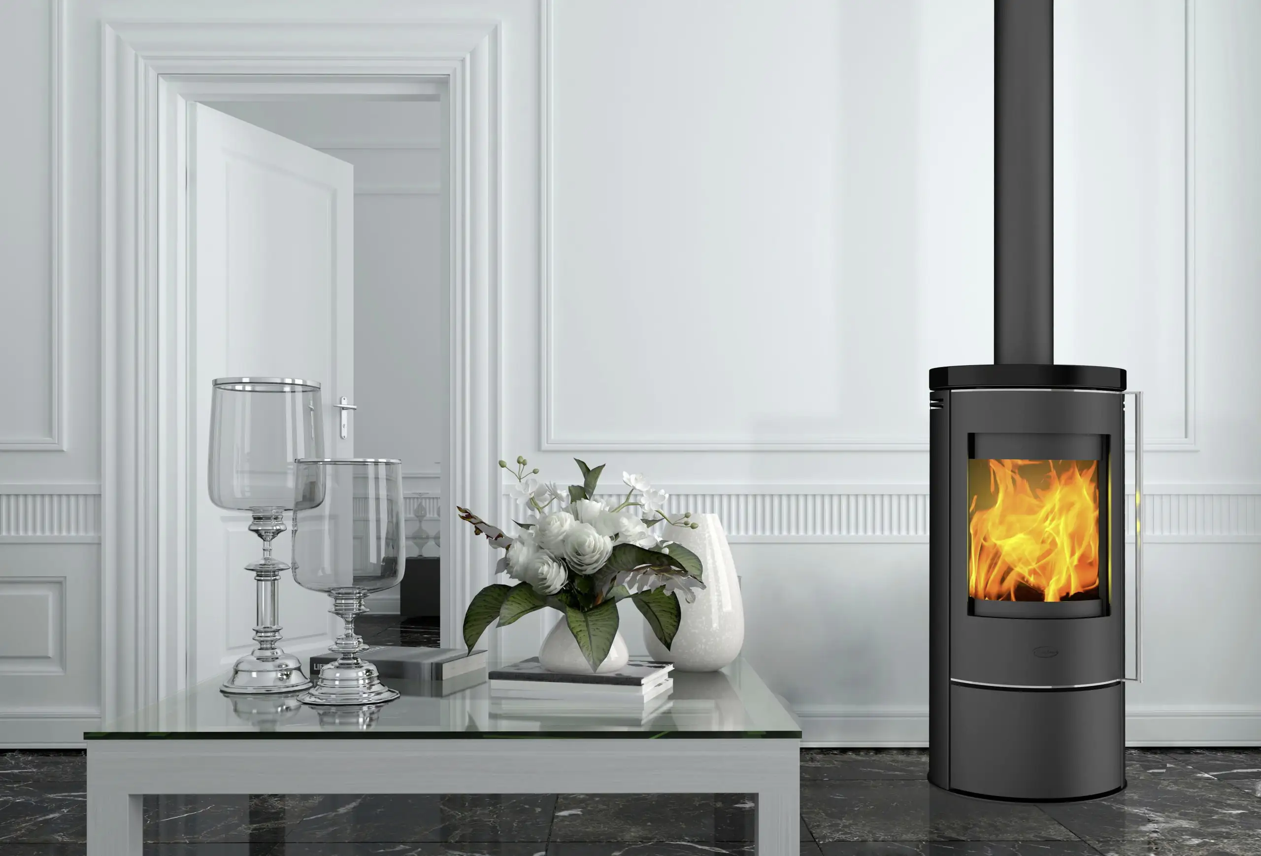 Fireplace Kaminofen Rondale Keramik schwarz 5 kW