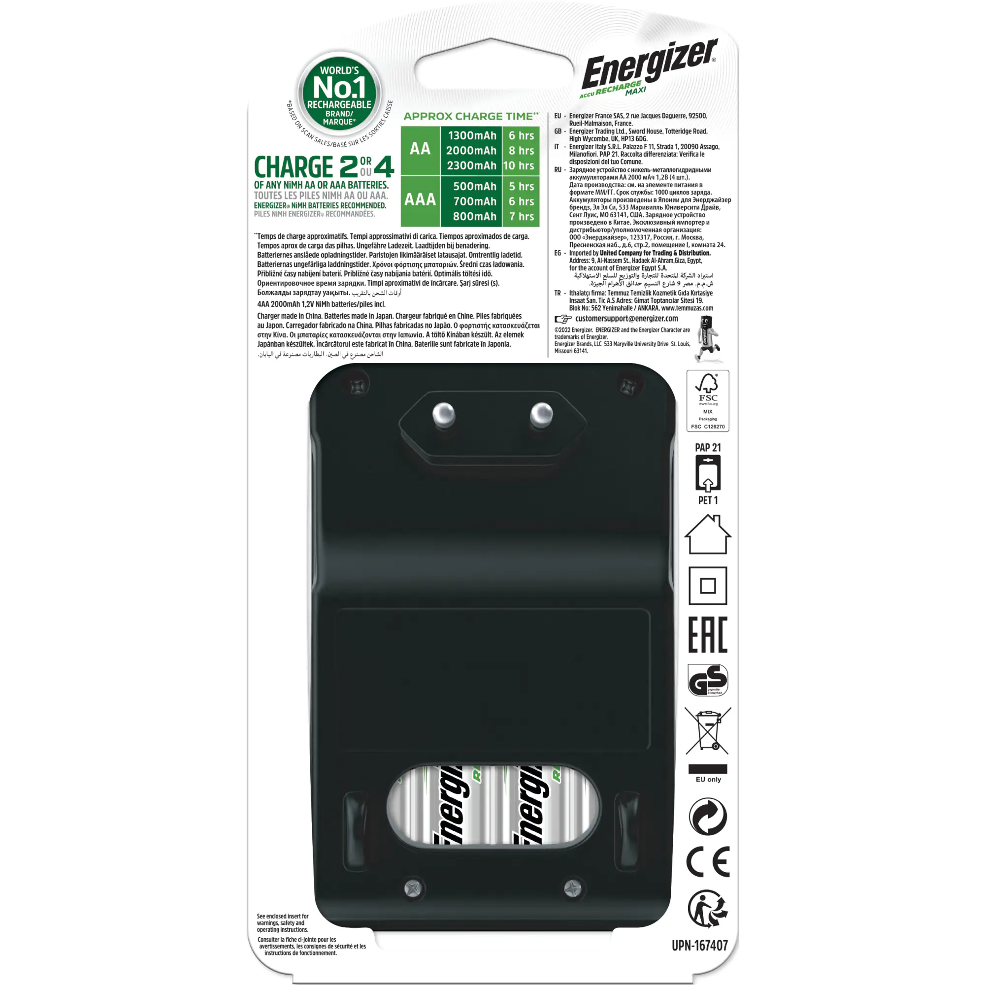 Energizer Maxi Charger inkl. 4-Mignon AA