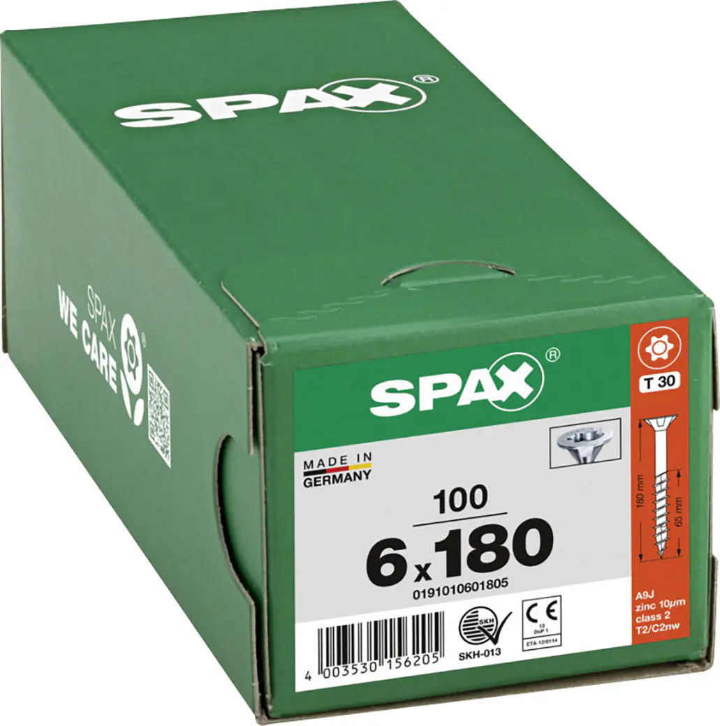 Spax Universalschrauben 6 x 180 mm T30 Teilgewinde - 100 Stk. 