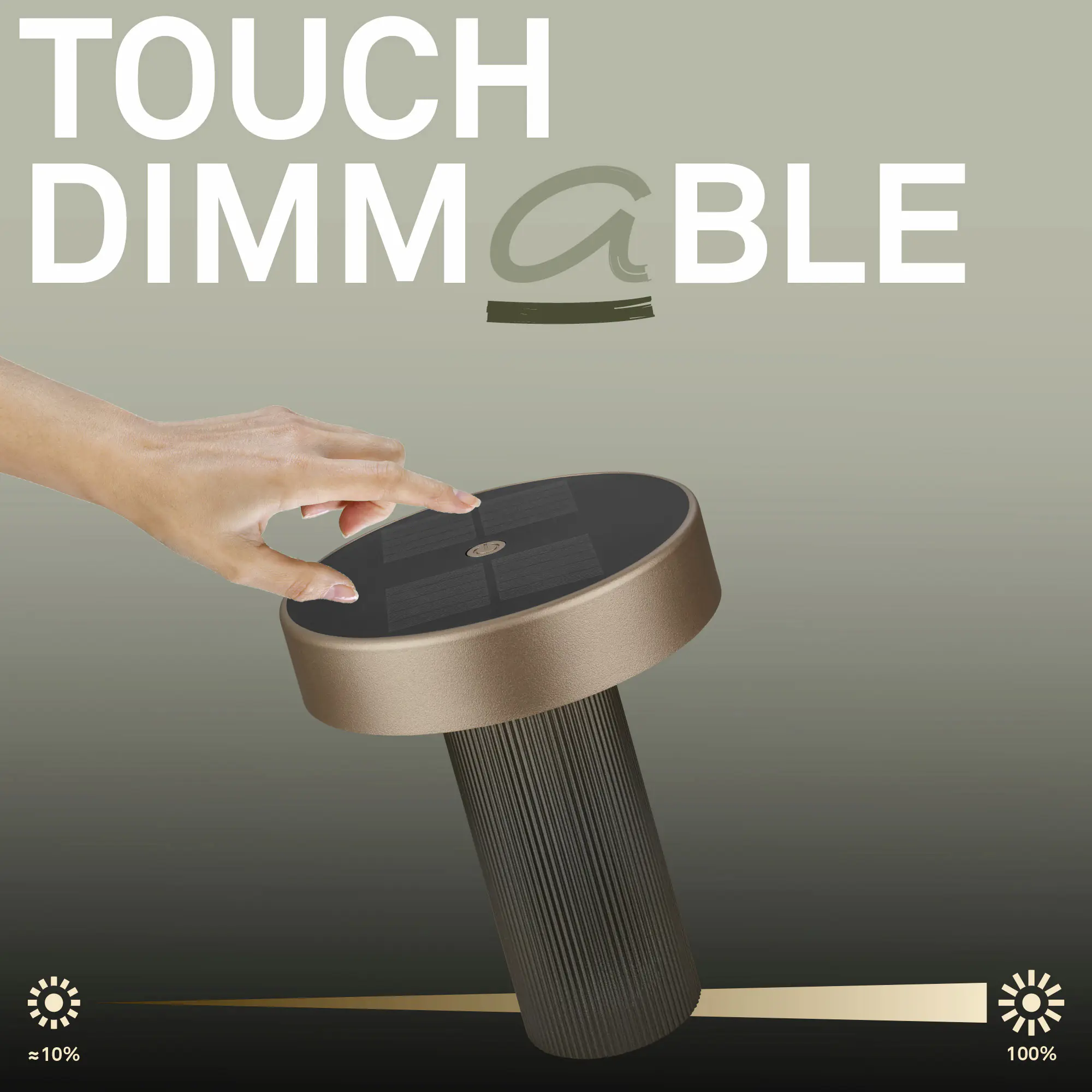 Briloner LED Solar-Tischleuchte Poga Ø 16 x 20 cm warmweiß anthrazit-bronze dimmbar
