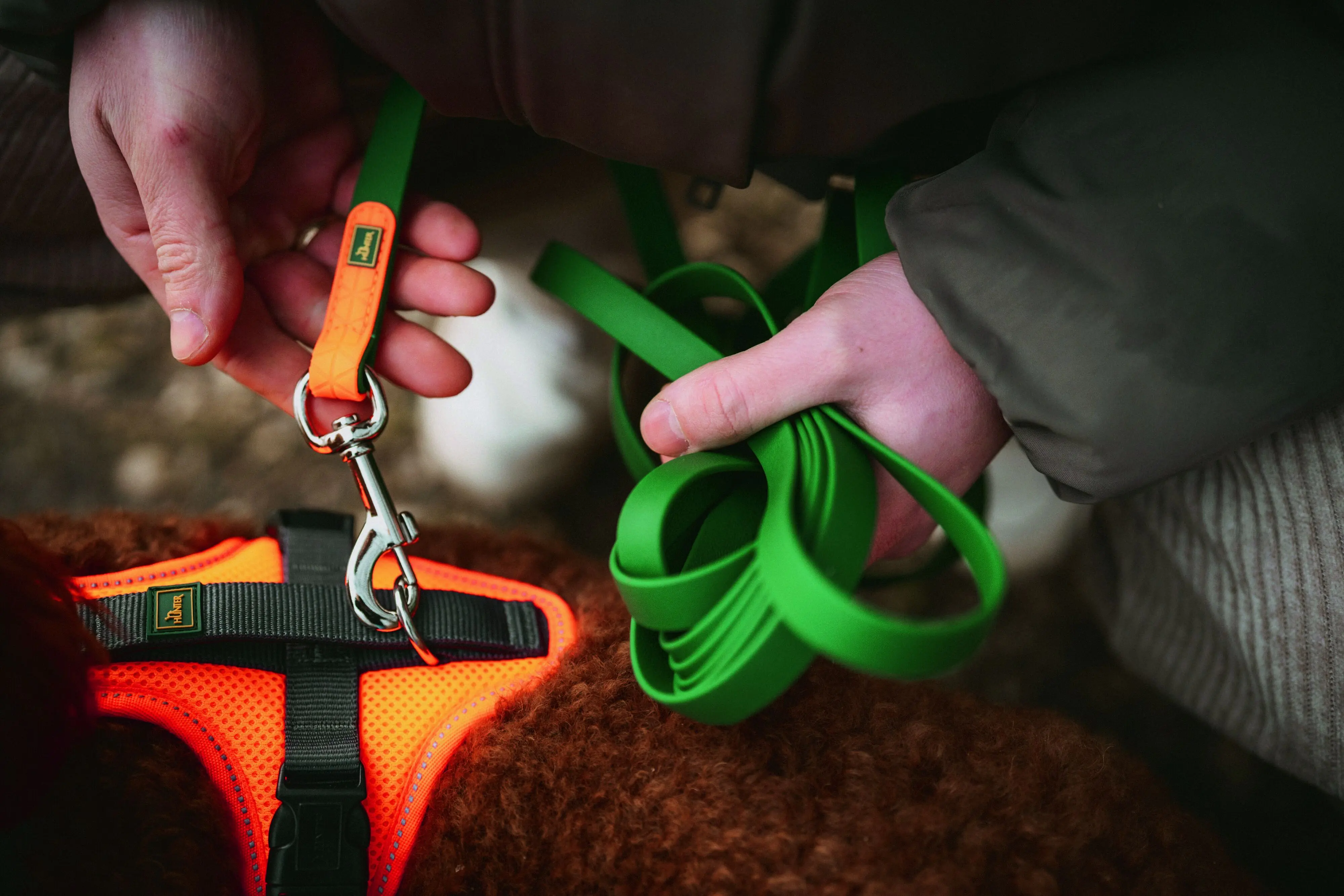 Hunter Hundegeschirr Maldon Up mit Griff XS-S orange/grau