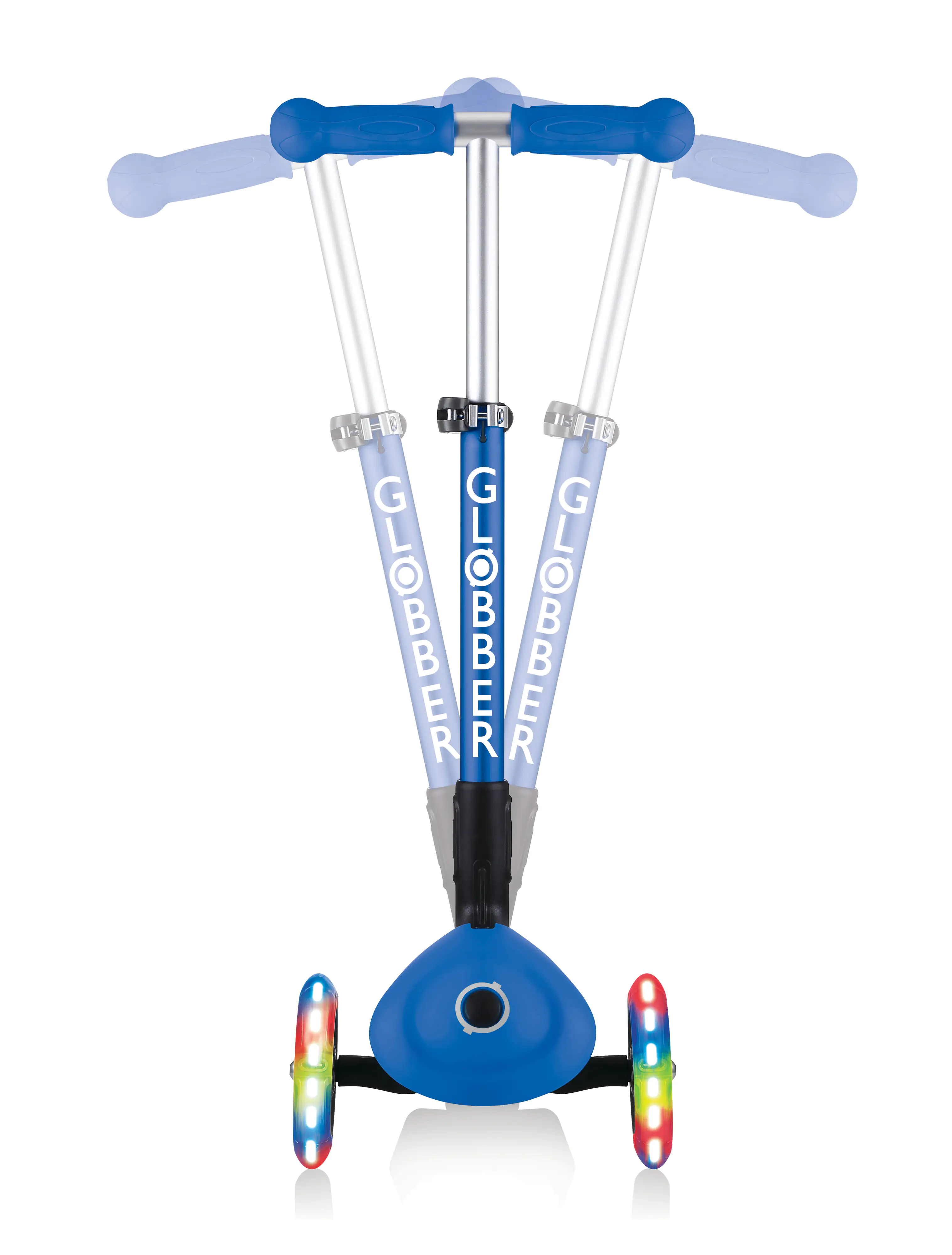 Globber Scooter Junior Foldable Lights dunkelblau mit Leuchtrollen