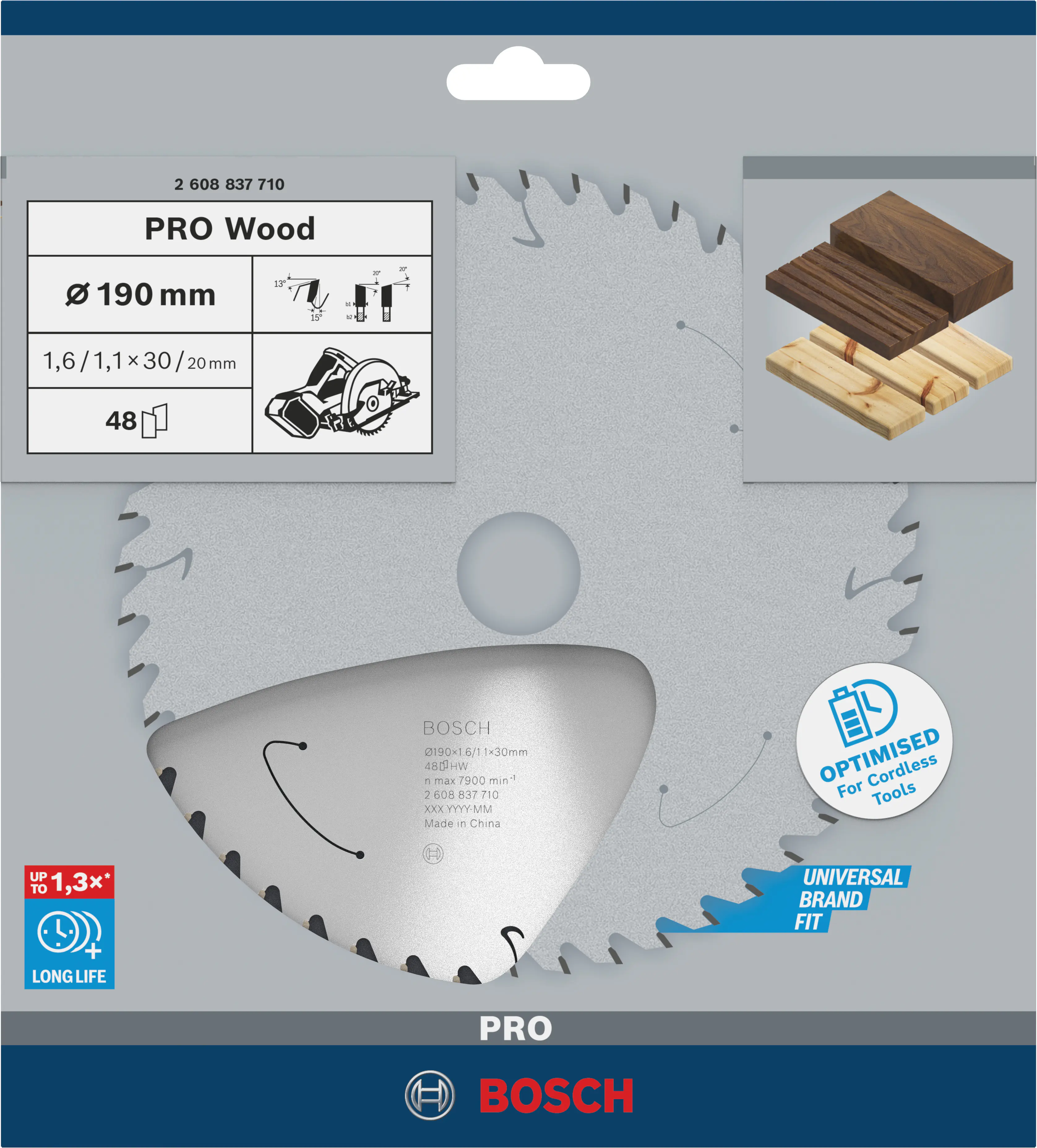 Bosch PRO Wood cordless Kreissägeblatt 190 x 1,6 x 30 mm T48