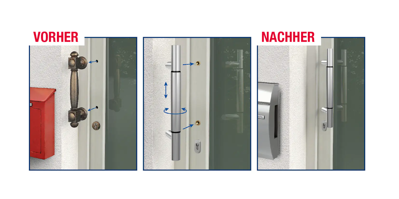 Panto Stoßgriff-Set Edelstahl 40 - 60 cm verstellbar