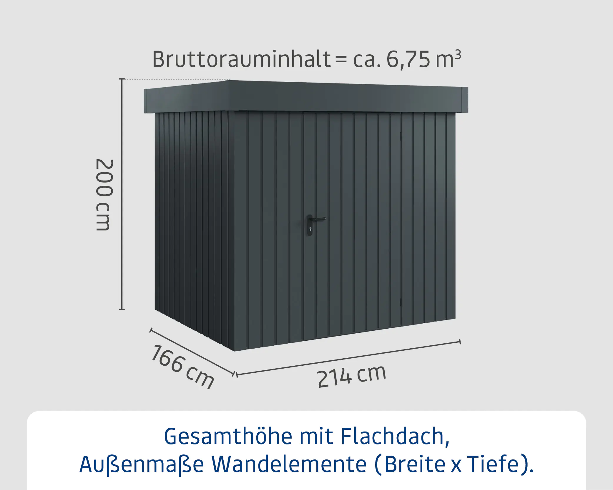 EcoStar Metallgerätehaus Euroline EFD4 anthrazit 214 x 166 cm 1.flg