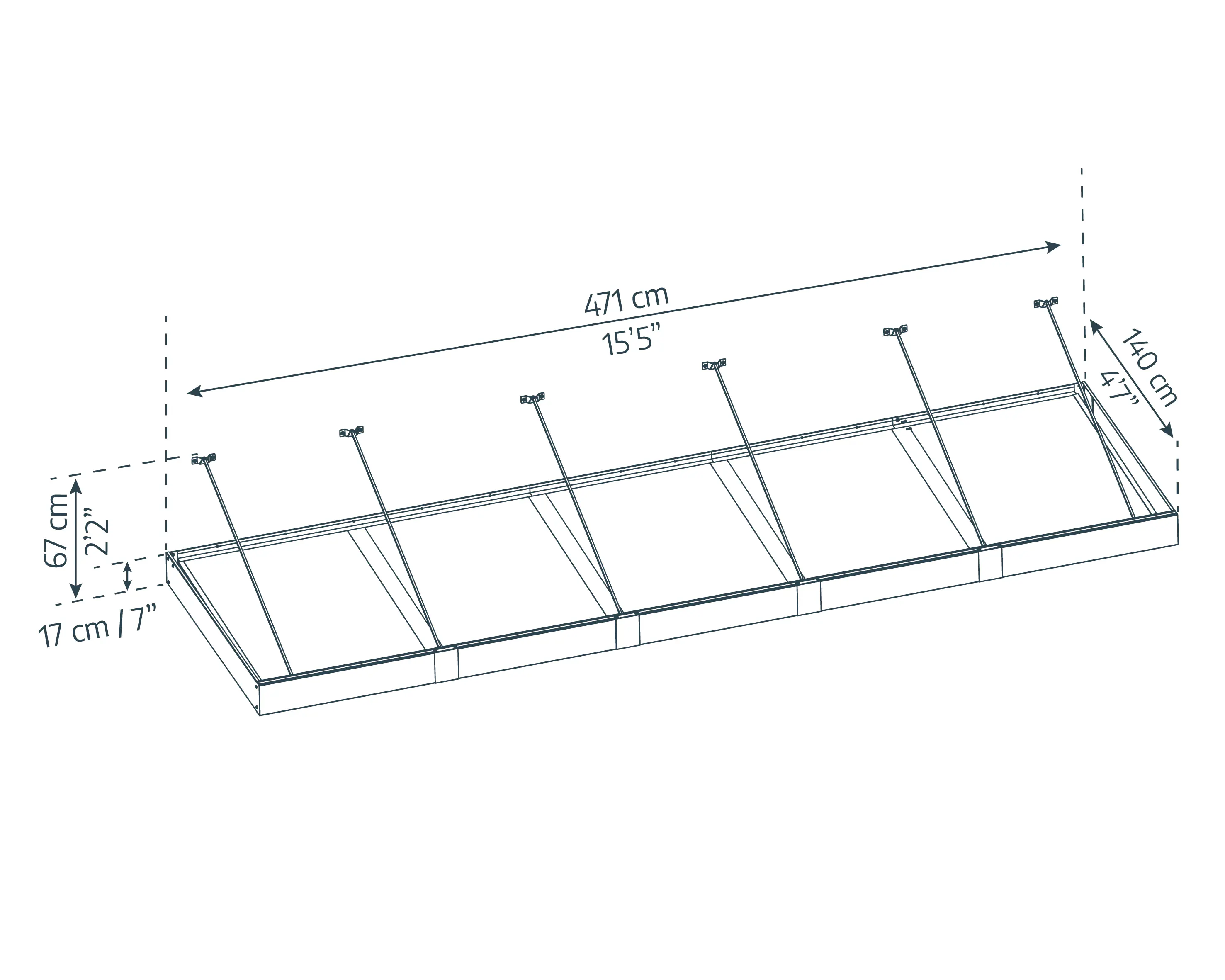 Canopia Vordach Sophia XL 5000 Grau Alu 471 x 140 cm