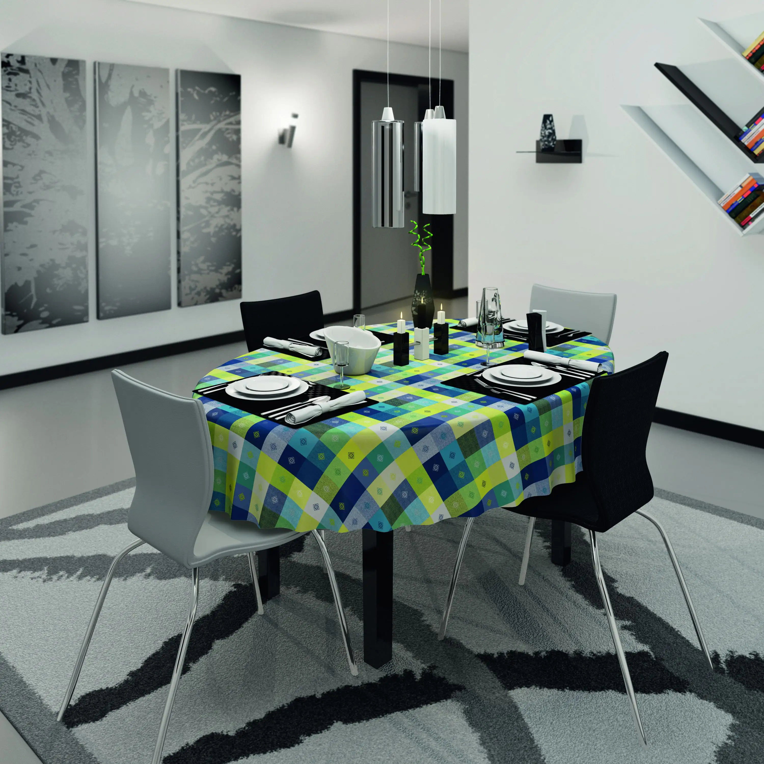 d-c-table® Tischdecke Manhattan Victor 150 x 250 cm, blau