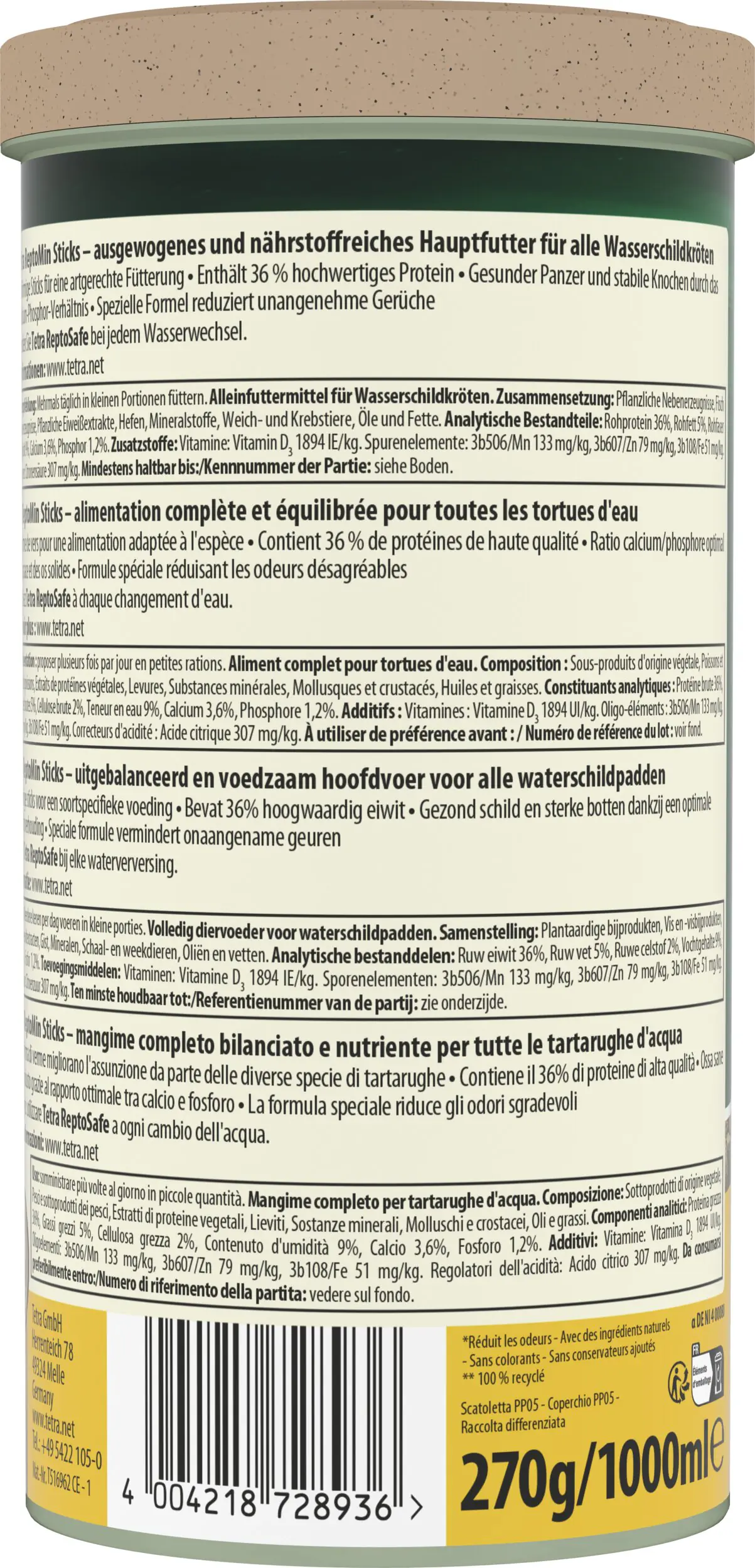 Tetra Wasserschildkrötenfutter ReptoMin 1 L