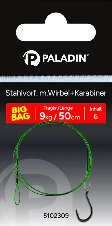 Paladin Stahlvorfach Einzelhaken Gr. 2 Tragkraft 8 kg 50 cm 3 Stück