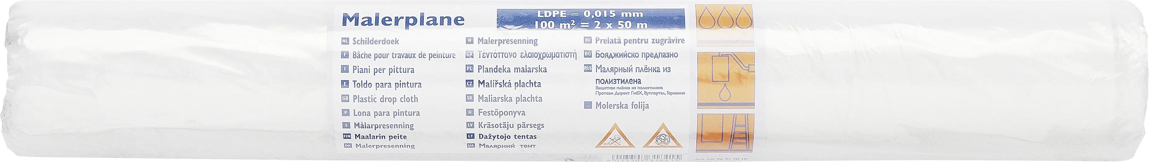 Color Expert Malerplane LDPE 15 my 2 x 50 m 100 m², transparent