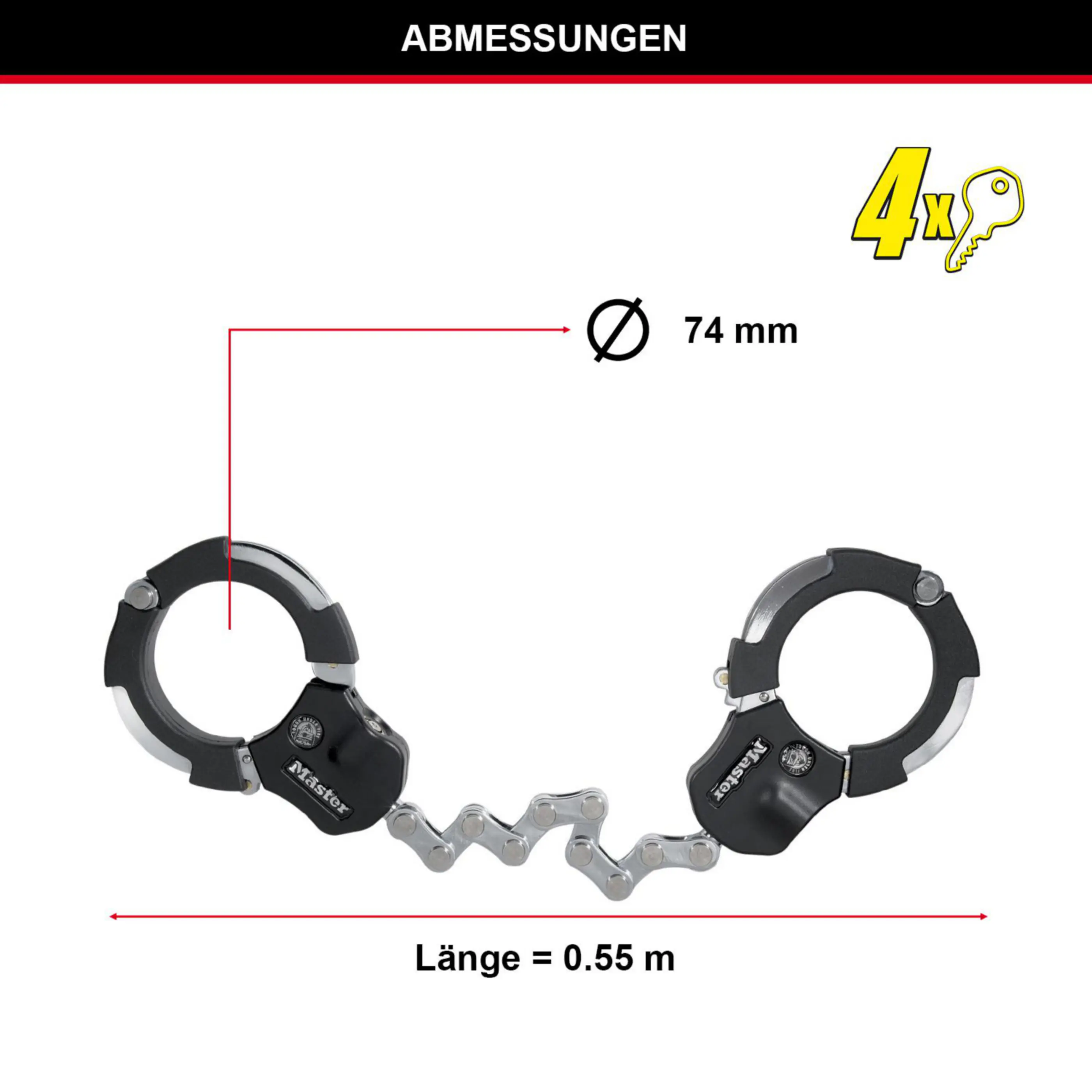 Fischer Fahrradschloss Handschellenschloss Street Cuff 55 cm x Ø 7,6 cm