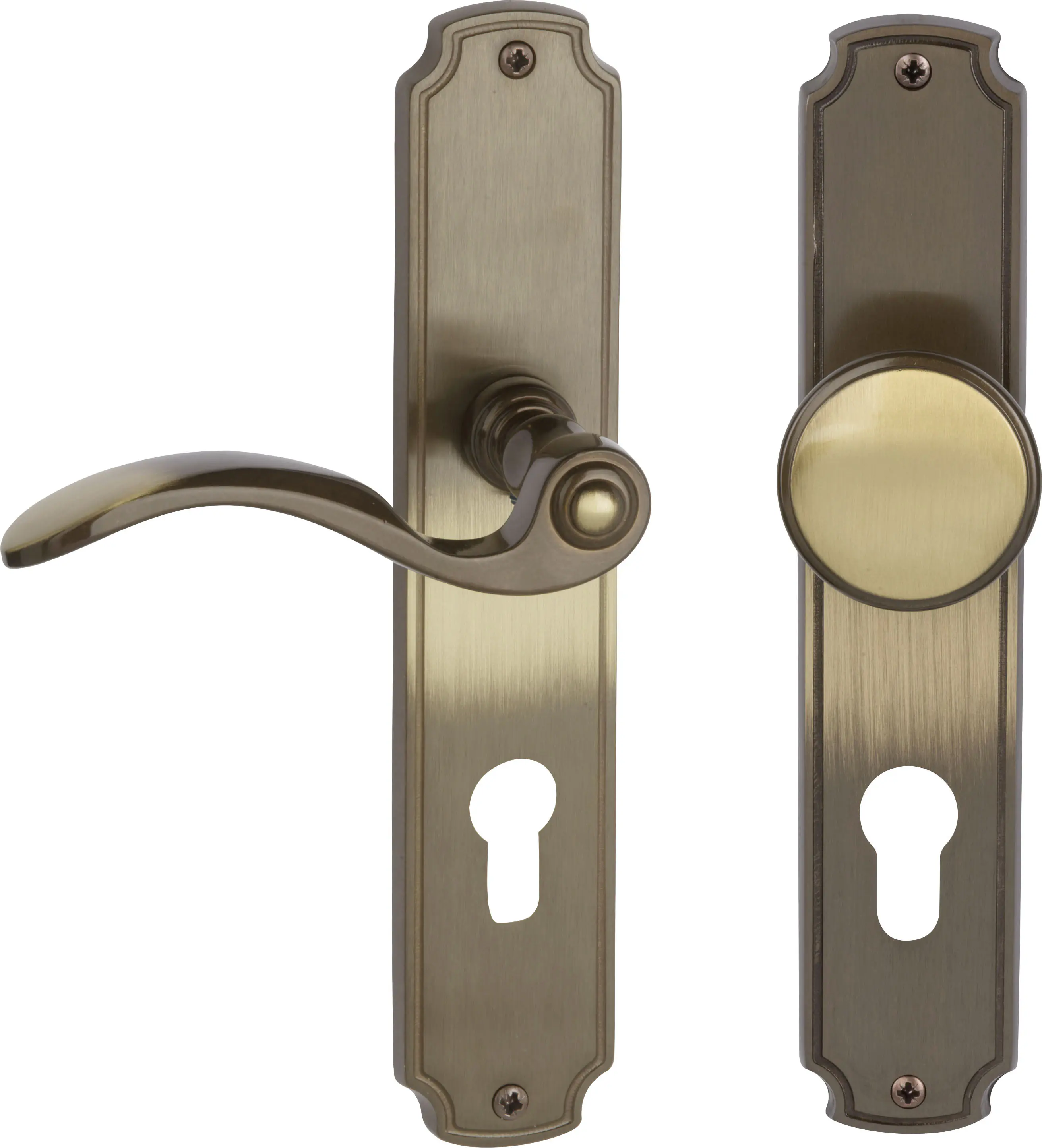 Südmetall Türgriff-Garnitur Langschild Rebeca PZ Messing brüniert bronze Drücker links 220 x 43 mm