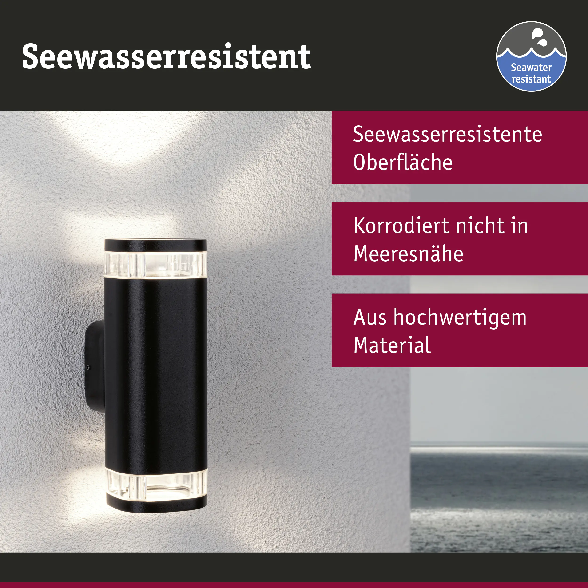 Paulmann LED Außen-Wandleuchte Colum anthrazit 22,3 x 8 cm GU10