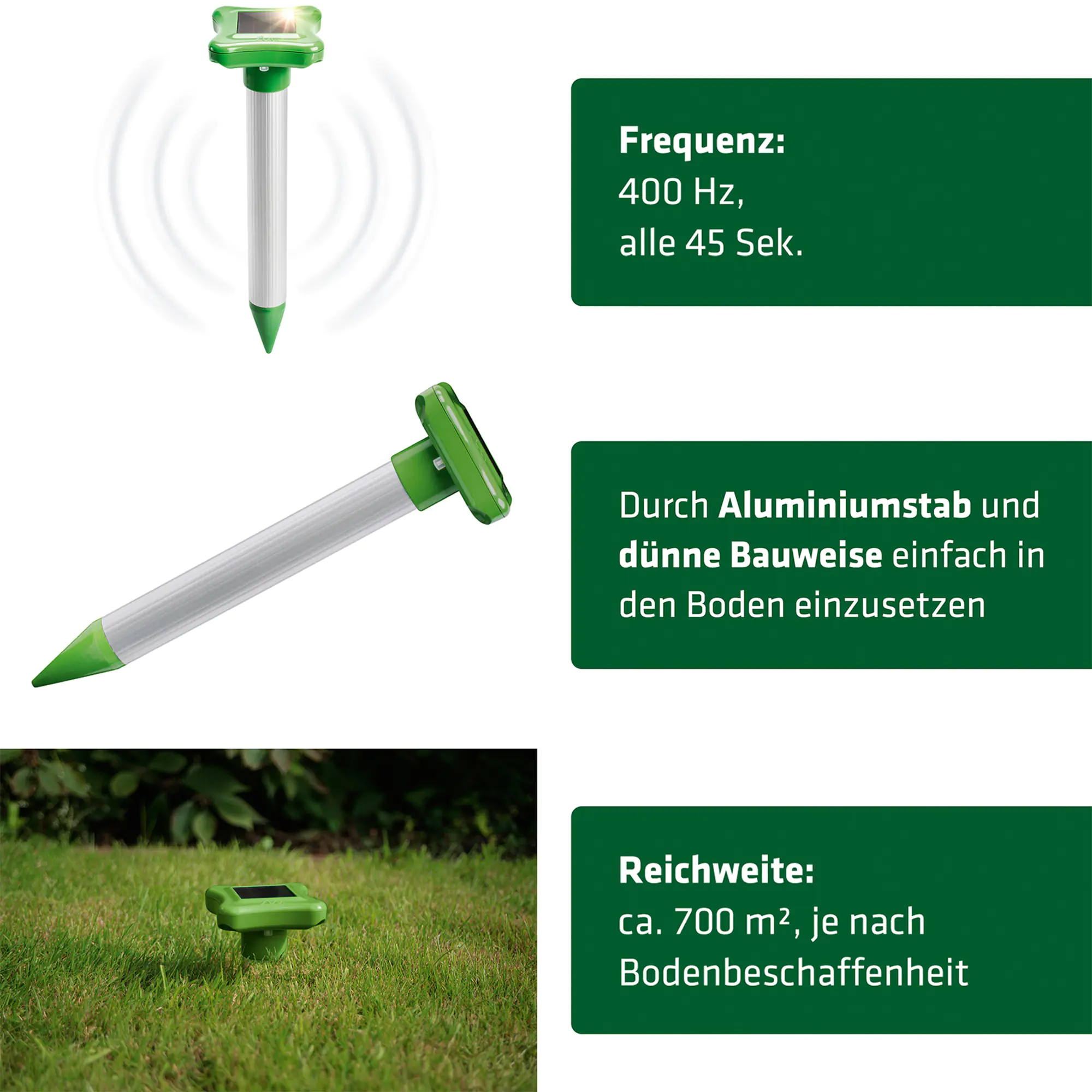Gardigo Solar Maulwurfabwehr Alu 1 Stück