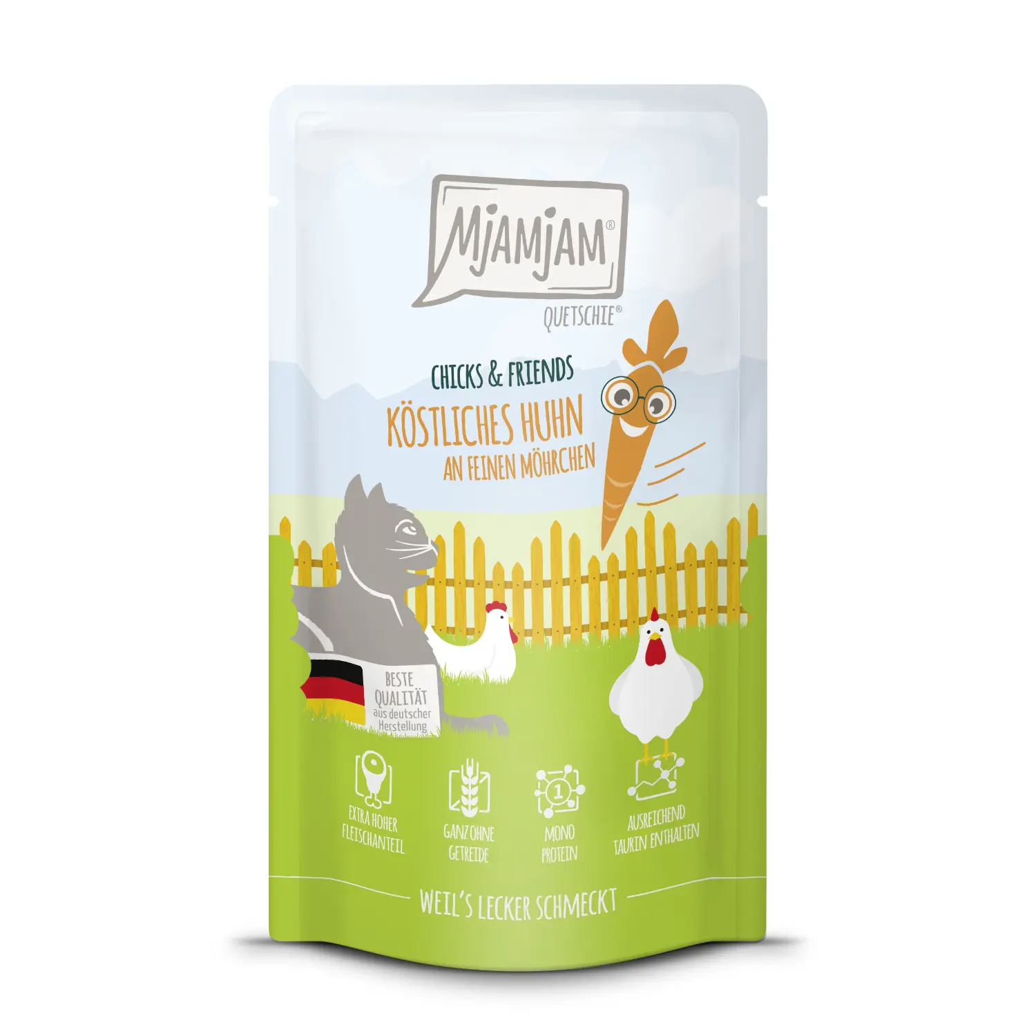 MjAMjAM Katzennassfutter Adult getreidefrei 125 g Huhn & Möhrchen