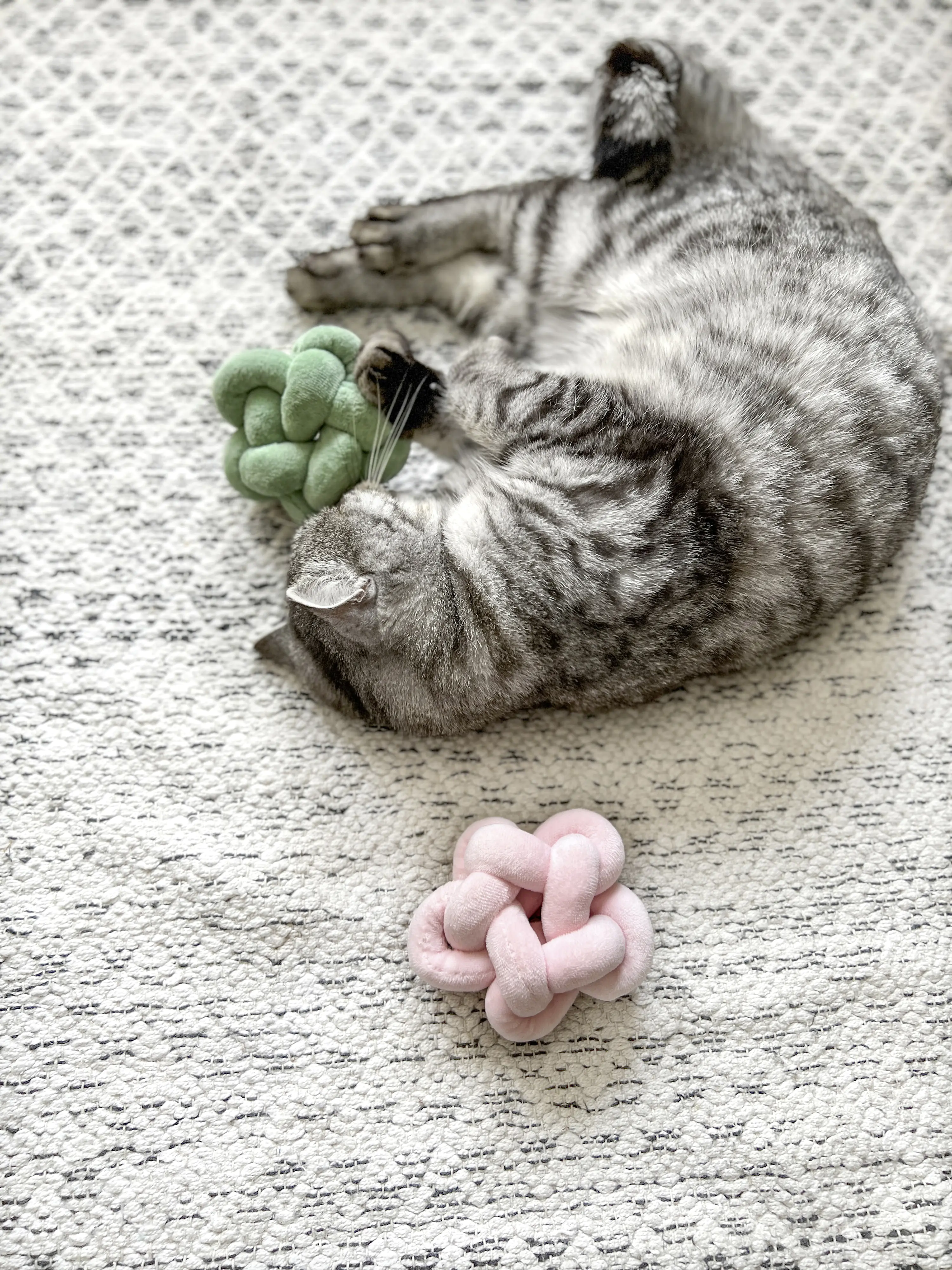 Aumüller Katzenspielzeug-Knotenkissen pastell mit Füllung 10 x 10 x 10 cm