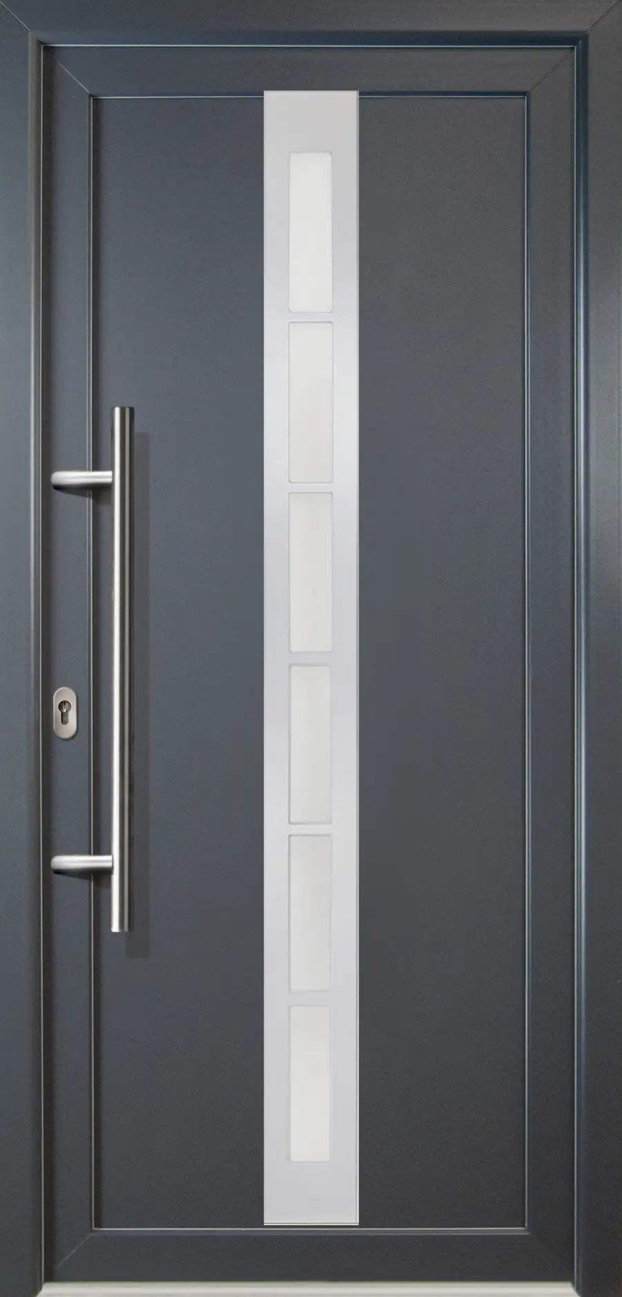 Meeth Haustür Signum PVC Modell 38 98 x 208 cm, DIN links, weiß/titan