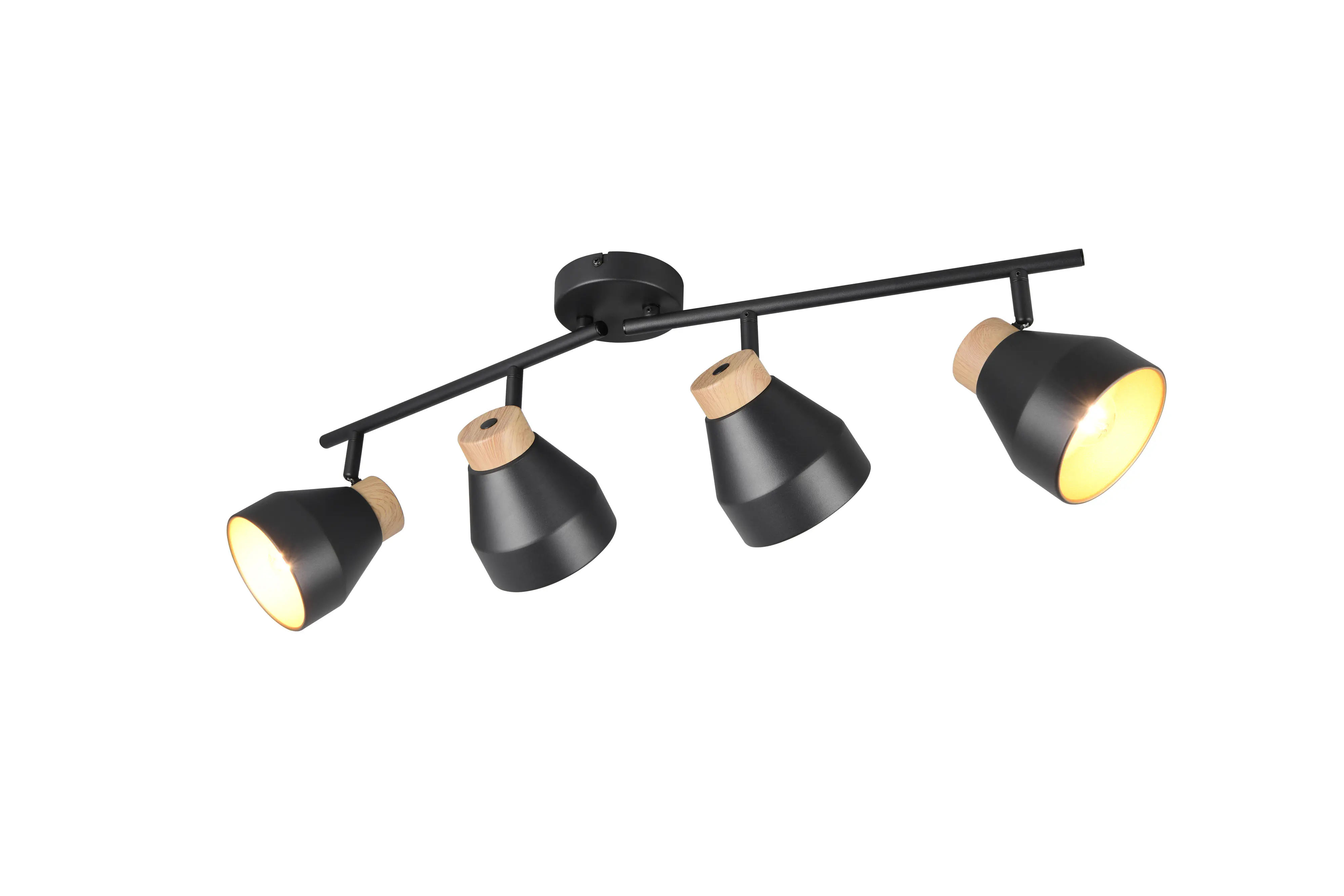 Trio LED-Deckenlampe 4er Spot Valentin 22 x 71,5 cm schwarz matt/natur