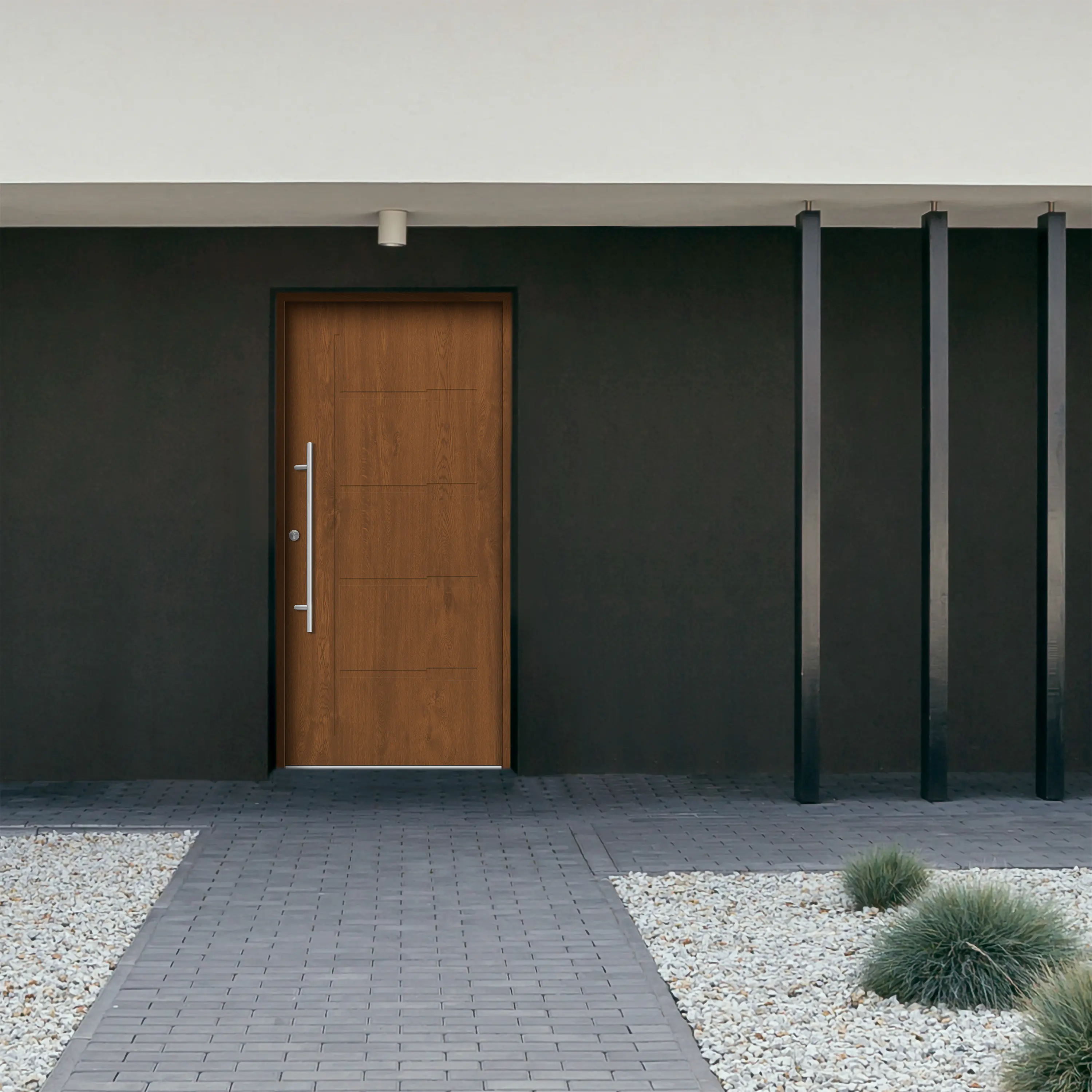 Splendoor Haustür Passivedoor Premium H1 Golden Oak DIN Links 100 x 210 cm
