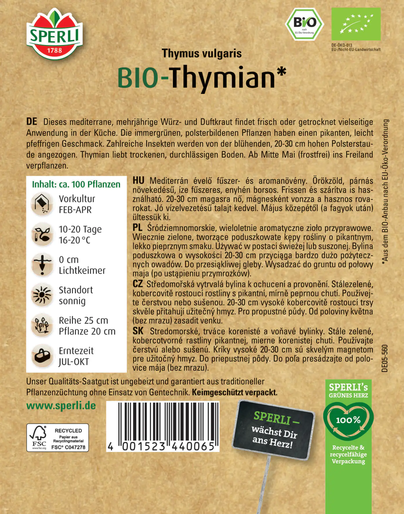 Sperli BIO Thymian