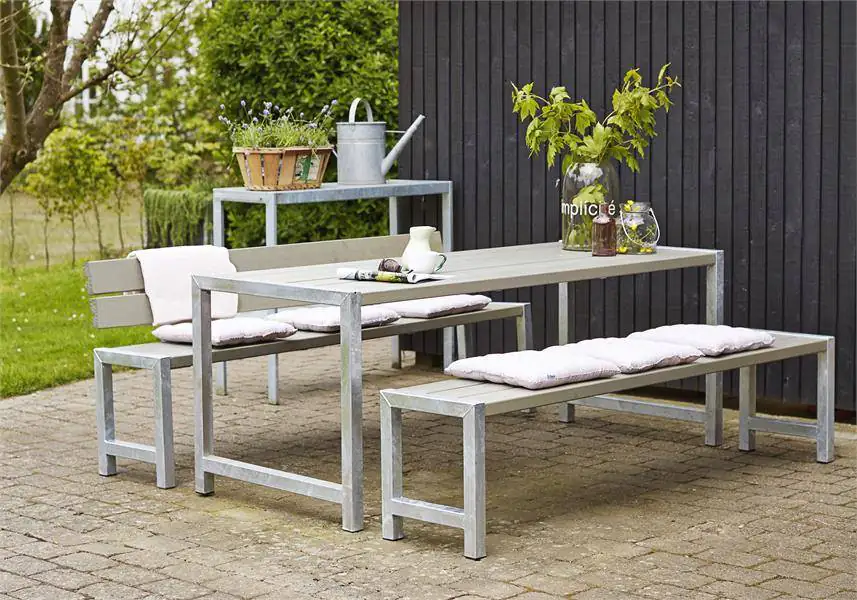 Plus Planken-Garnitur 3-teilig mit 1 Rückenlehne, graubraun