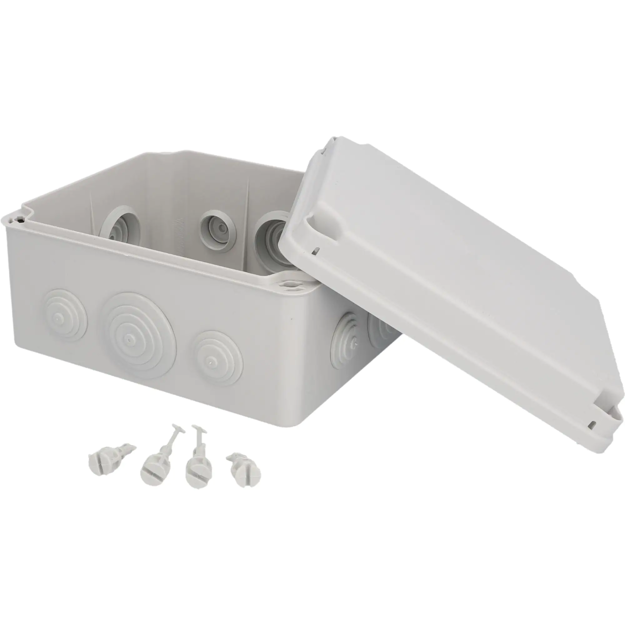 Aufputz- Abzweigdose IP65, mit Schraubdeckel, 165 x 105 x 190 mm, grau