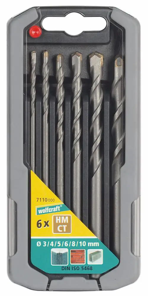 Wolfcraft Spezial-Betonbohrer-Set HM 7110000 Ø 3 - 10 mm 6-teilig Rundschaft