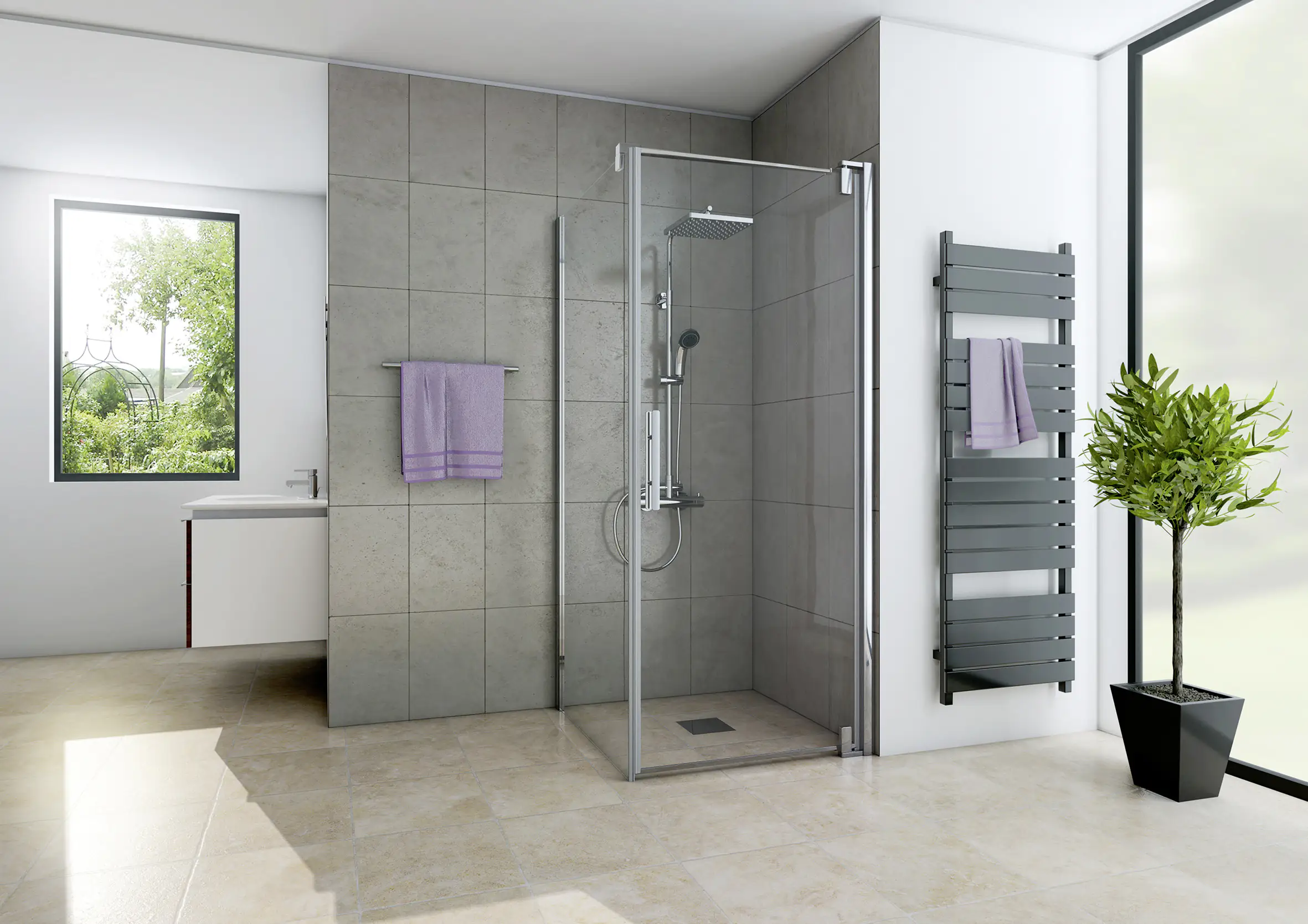 Breuer Europa Design Seitenwand links 90 x 200 Alu chrom links